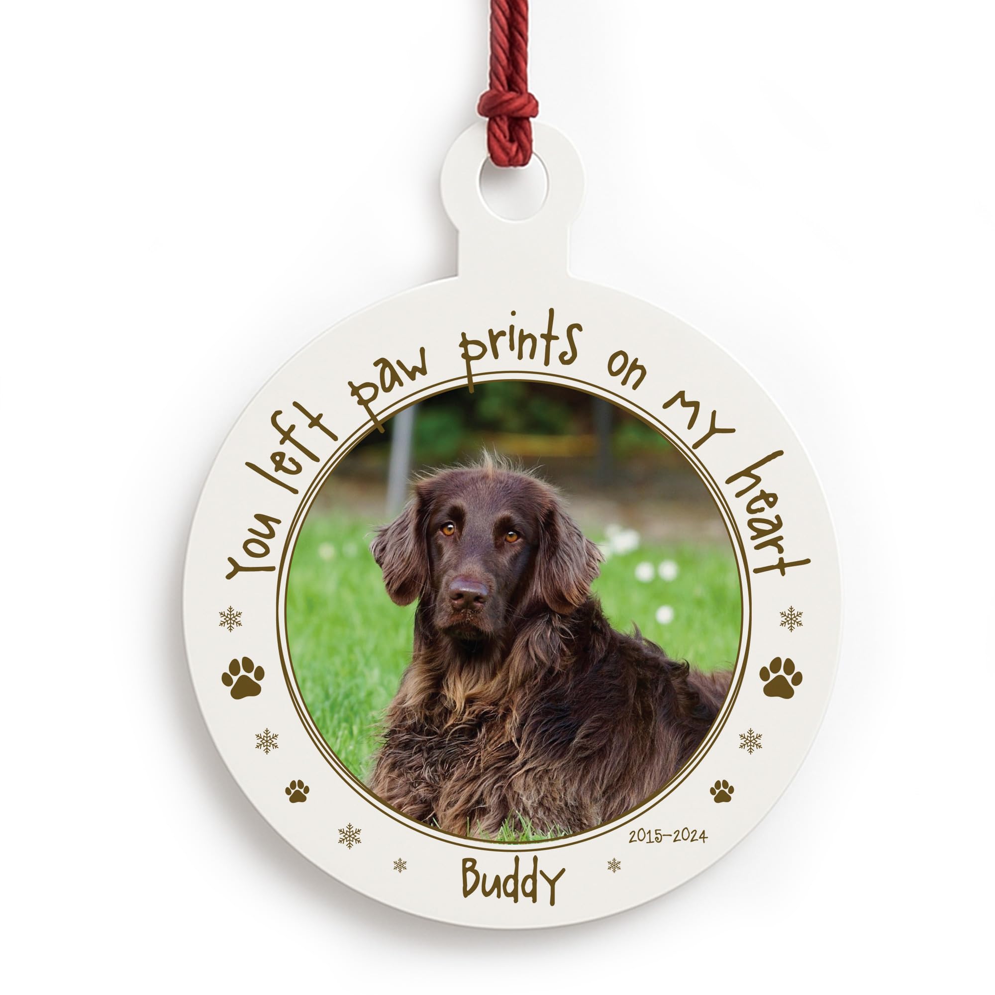Red Ocean Memorial Bauble For Dog Puppy With Photo Personalised Dog Memorial Christmas Decoration For Lover Pet Owner Family Tree Decoration Keepsake