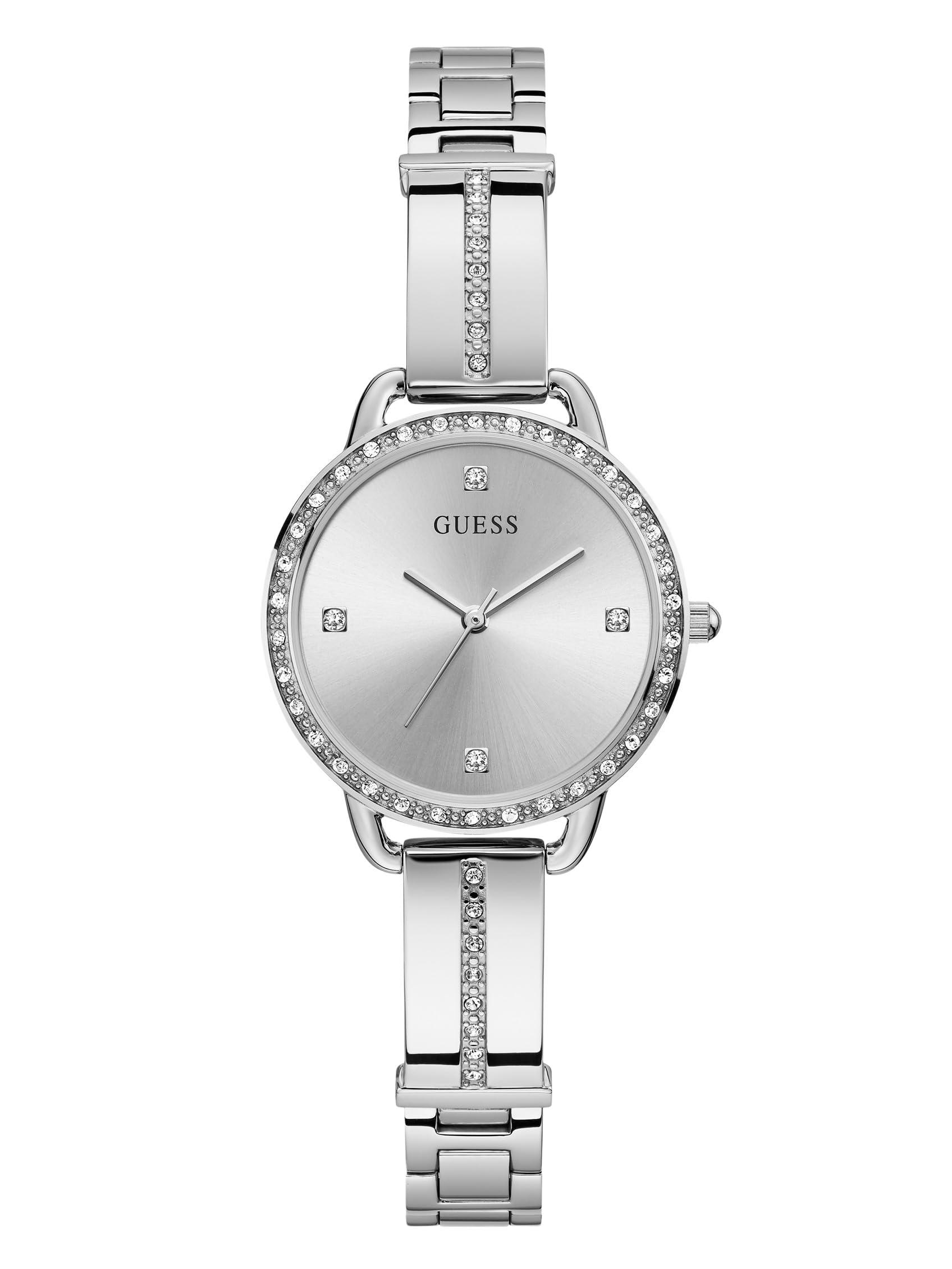 Stainless Steel Womens 30Mm Analog Watch Crystal Accented Petite Bangle Watch-image-47