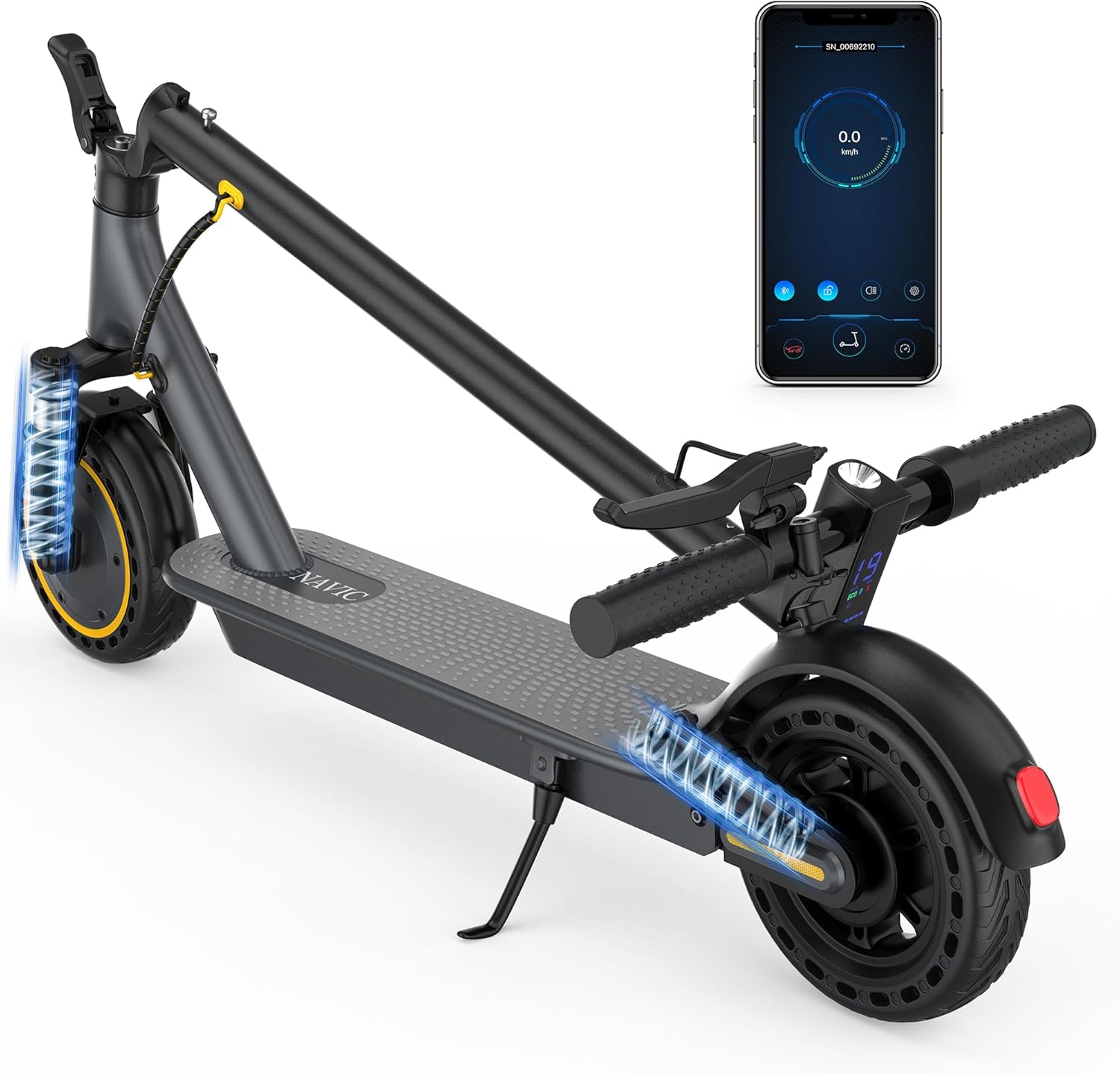 NAVIC Electric Scooter with Dual Suspension/Braking, 350W/500W Motor, 19/22 Mph, Max 22/27/49Mi Range, Foldable E Scooter for Adults with App product image