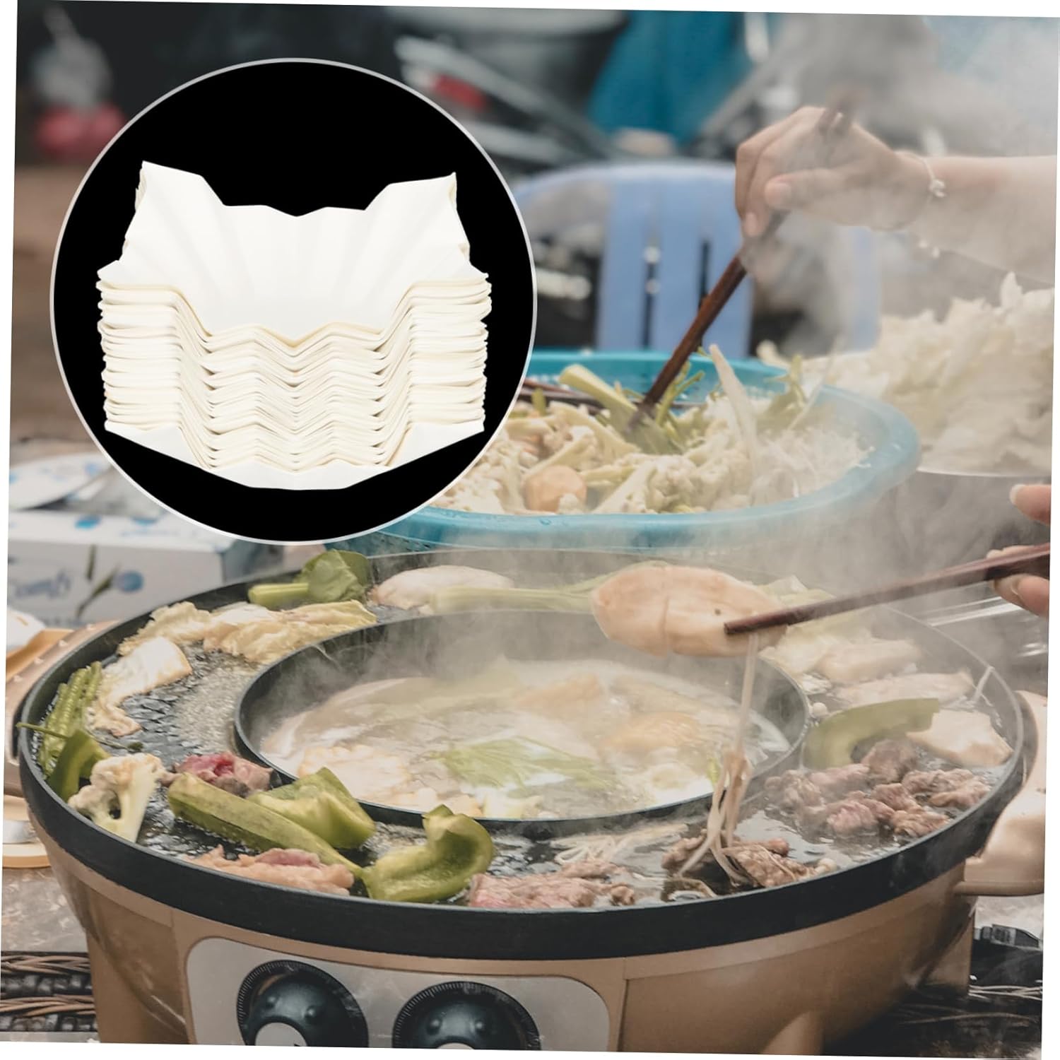 OUNONA 200 Sheets of Disposable Induction Cooker Paper Hot Pot Cooking Paper Food-Grade Waterproof for Baking and Cooking Supplies for Home Use