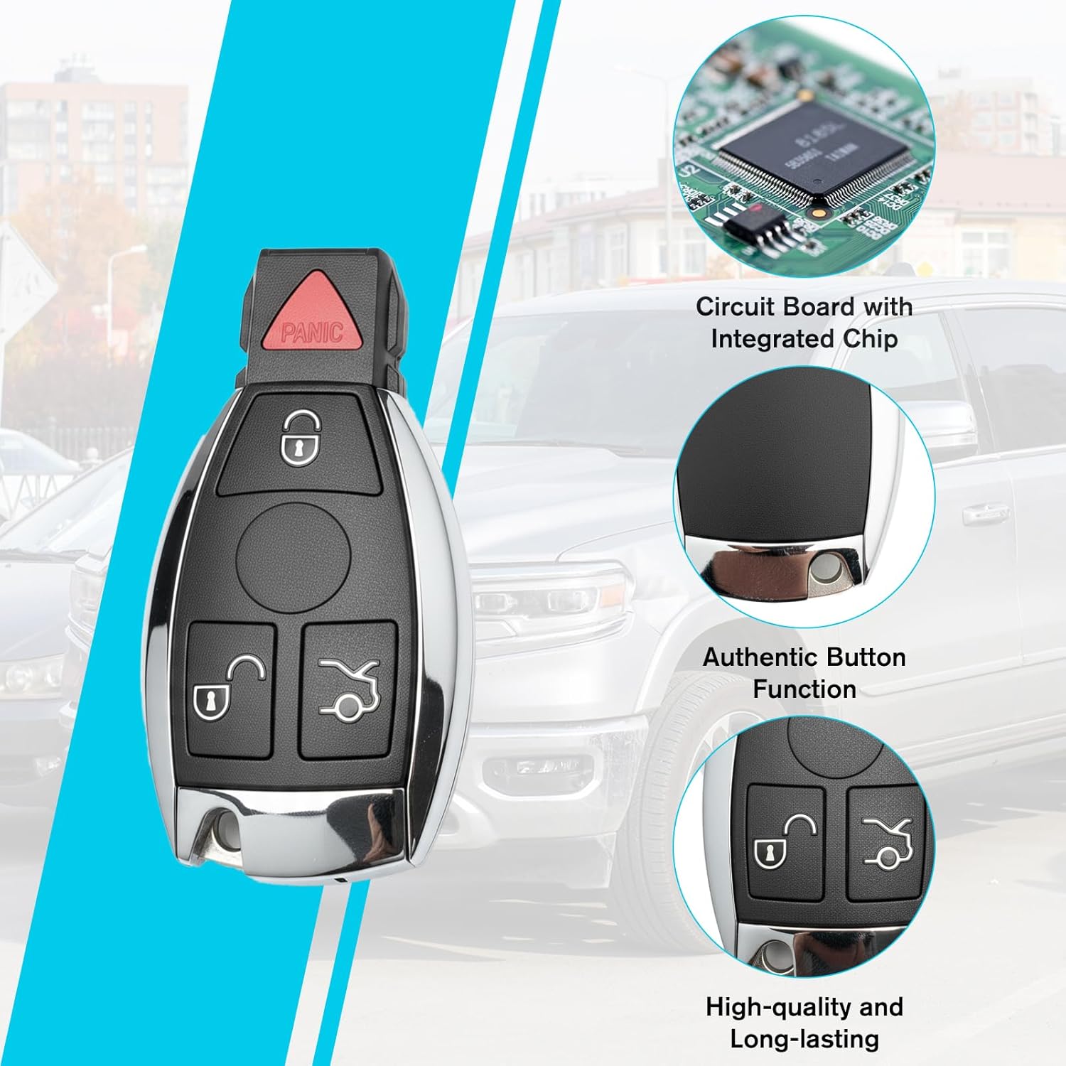 2PCS Car Key Fob Keyless Entry Remote 315MHz YZ3312 IYZ3317 for Mercedes 300 / SL Series for Mercedes C / E / G / M / R / S-Class 1997-2014 | 4 Buttons with Door Key