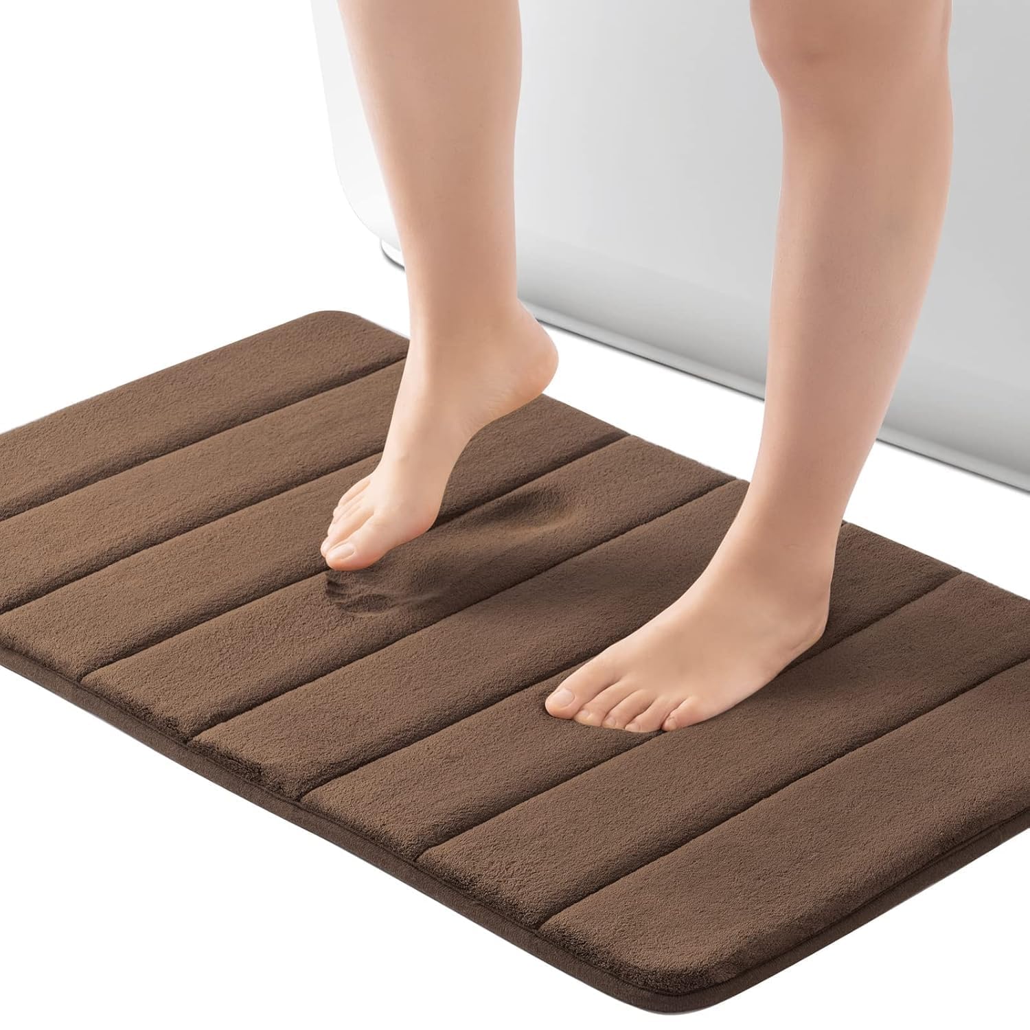 GOPAD 50 X 80 Cm Water Absorbent Bathroom Door Mats, Soft & Comfortable Easier to Dry Machine Wash Bathroom Mat, Big Size Anti Slip Water Soaking Bath Mat for Rug Carpet (1 Pcs/Coffee)-image-36