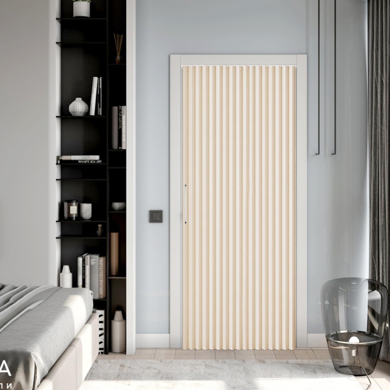 Rideau de porte magnétique - 120 x 200 cm - Pliable - Occultant - Porte intérieure pliante - Sans perçage - Avec rail adhésif - Crochets - Pour armoires, salle de bain, chambre à coucher, salon