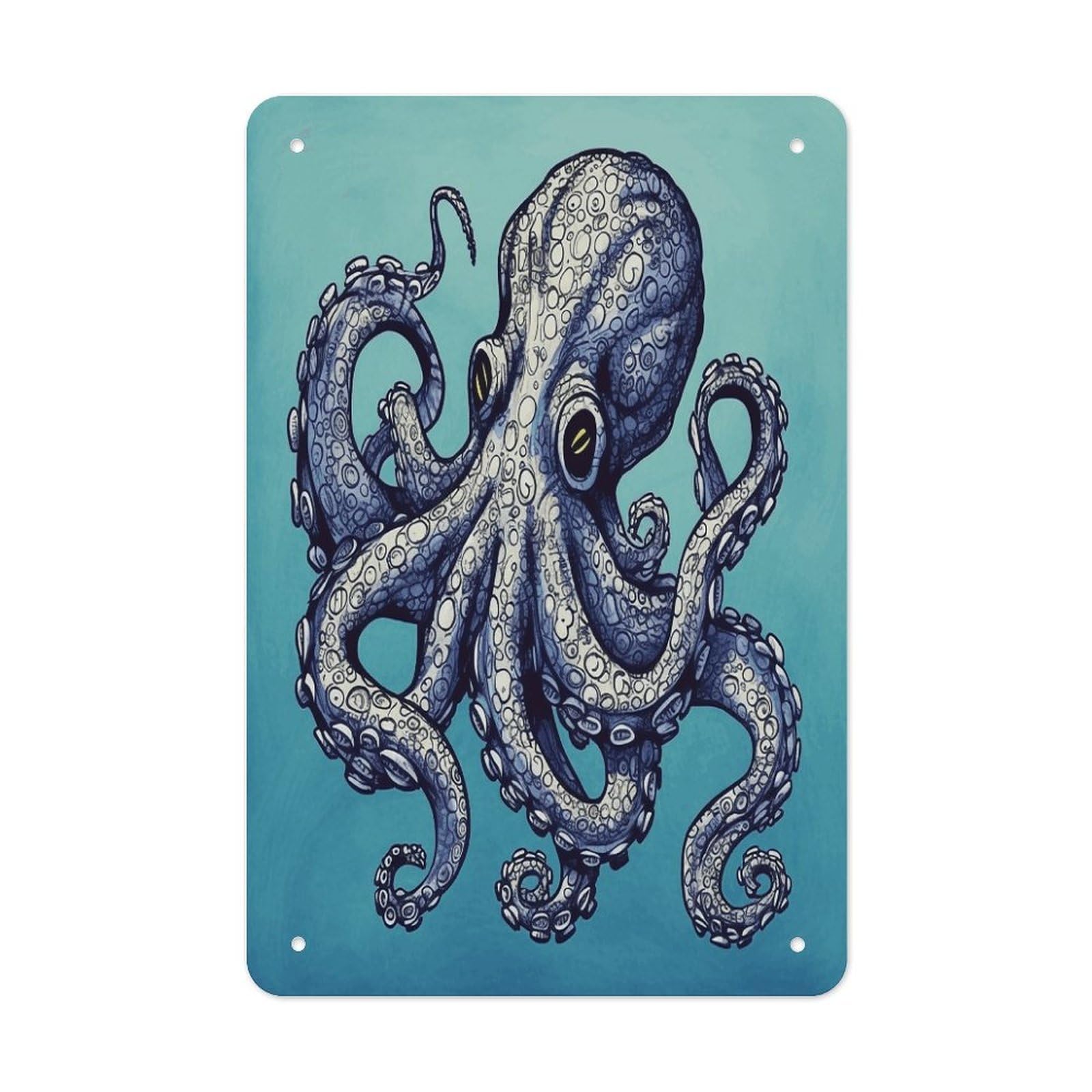 VstaDank Octopus Design Metal Tin Signs Personalized Wall Art Prints Decoration Art Poster Funny Vintage Tin Sign Iron Sheet Painting Metal Signboard Decor Painting for Wall Decor