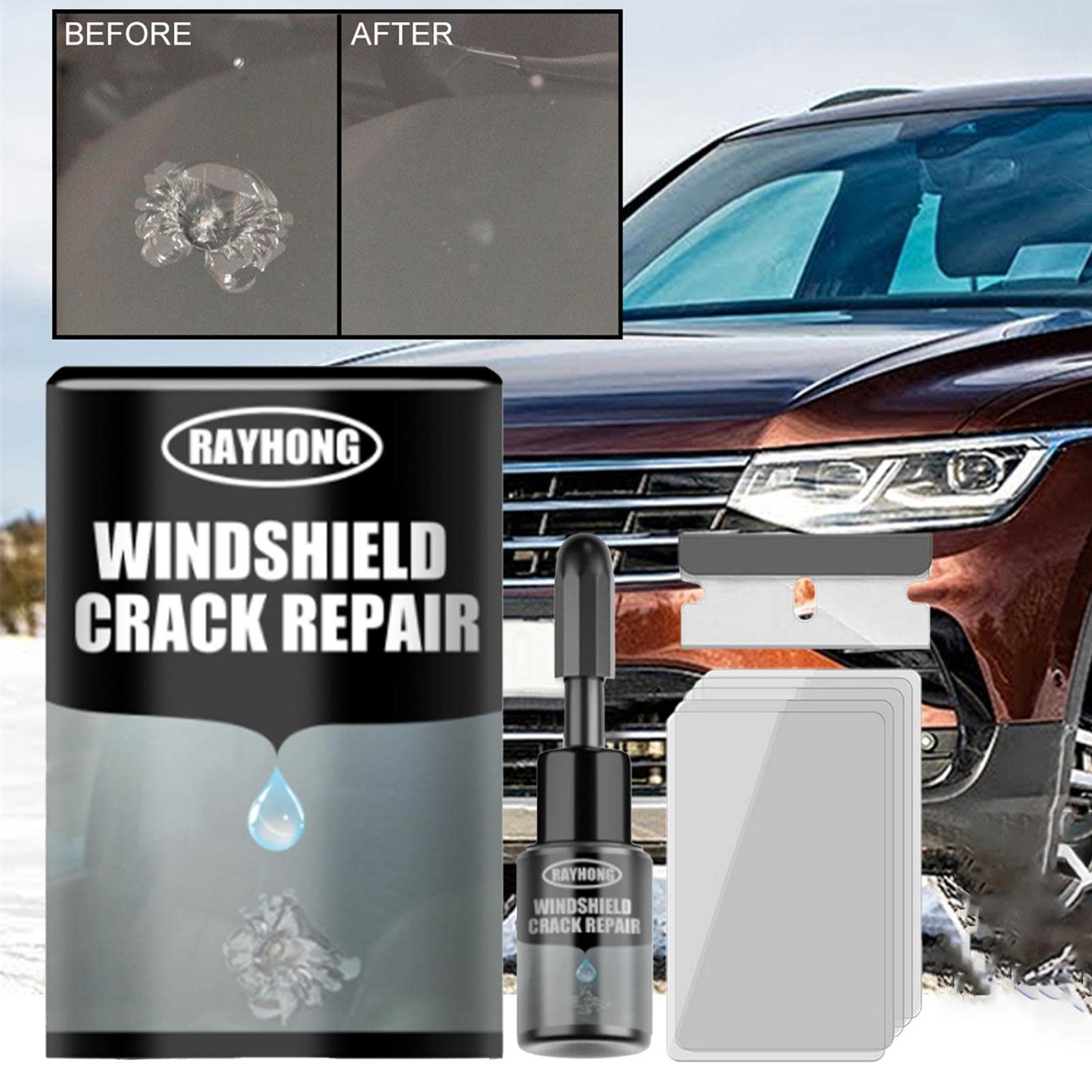 Chenfly Automotive Glass Repair Resin, Vehicle Windshield Cracks Repair Fluid Kit, Automotive Windscreen Repair Tools for Scratch Chips