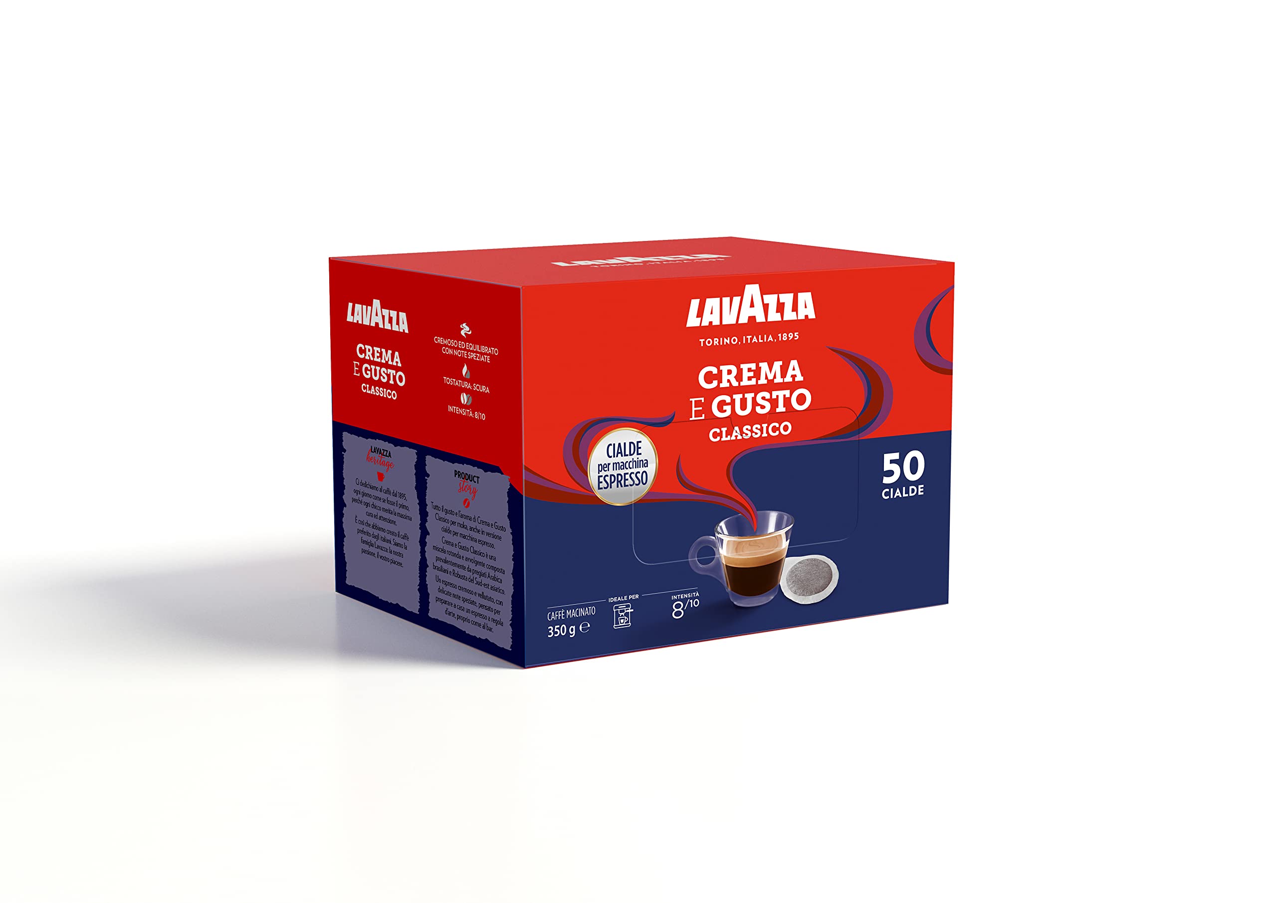 Lavazza Crema e Gusto 50 Cialde Caffè ESE 44mm Miscela Arabica e Robusta Intensità 8
