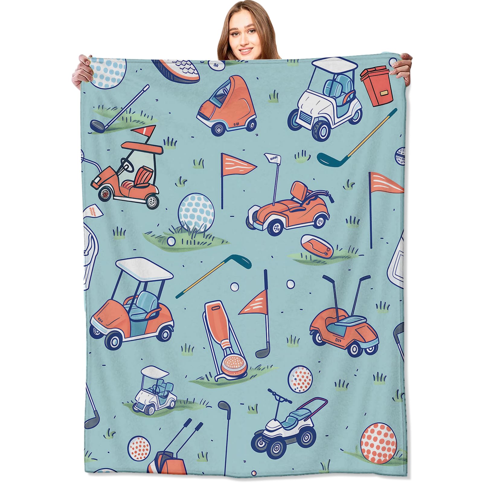 VODRM Golf Blanket Cart and Equipment Throw Blankets,Birthday Gifts for Kids Adult & Sport Lovers,Lightweight Soft Fleece Cozy for Sofa Couch Bed Room