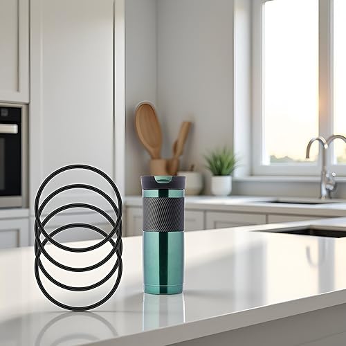 Miniatura 5 de Jowxsx 4 juntas de repuesto negras para taza de viaje Contigo Snapseal Byron de 16 y 20 onzas, sello de tapa de silicona a prueba de fugas para vaso