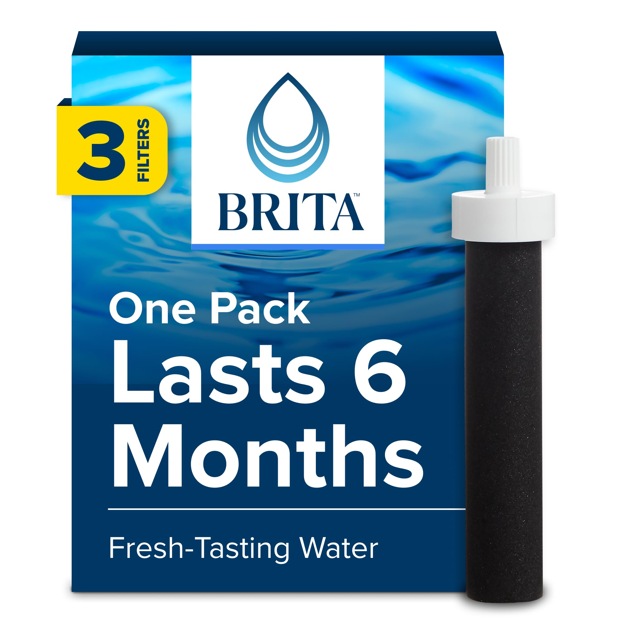 Brita Water Bottle Filter, Premium Water Bottle Replacement Filters, BPA Free, 3 Count