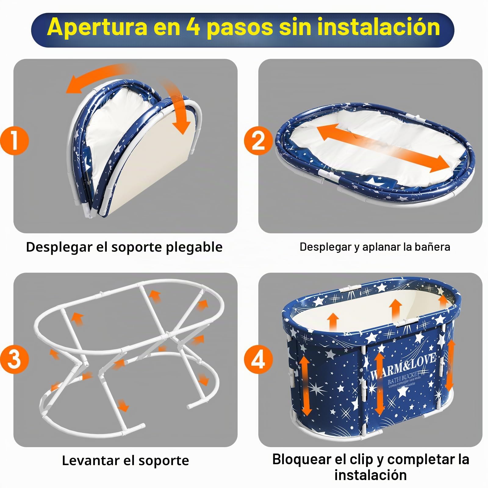 Bañera plegable para ducha, bañeras independiente para baño caliente, bañera de hielo portátil para adultos (azul estrella, ovalada, mediana)