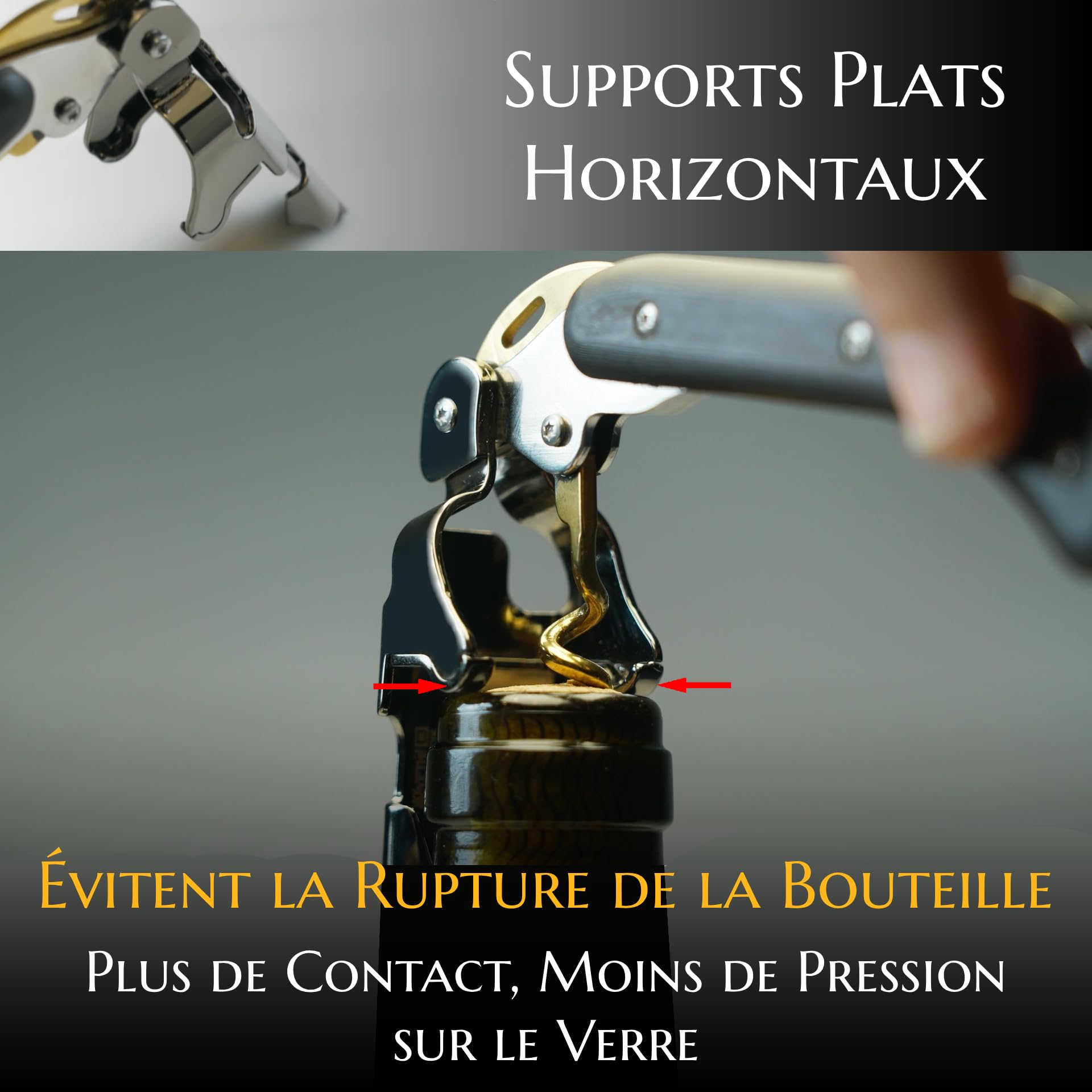 Tire-Bouchon pour Professionnels - FALCORK 249 Protection - À 2 Étapes avec Levier Fixe et Bascule Anti-Casse de Bouteille, Conçu pour un Débouchage Fluide et Contrôlé des Bouchons Longs Jusqu'à 49 mm