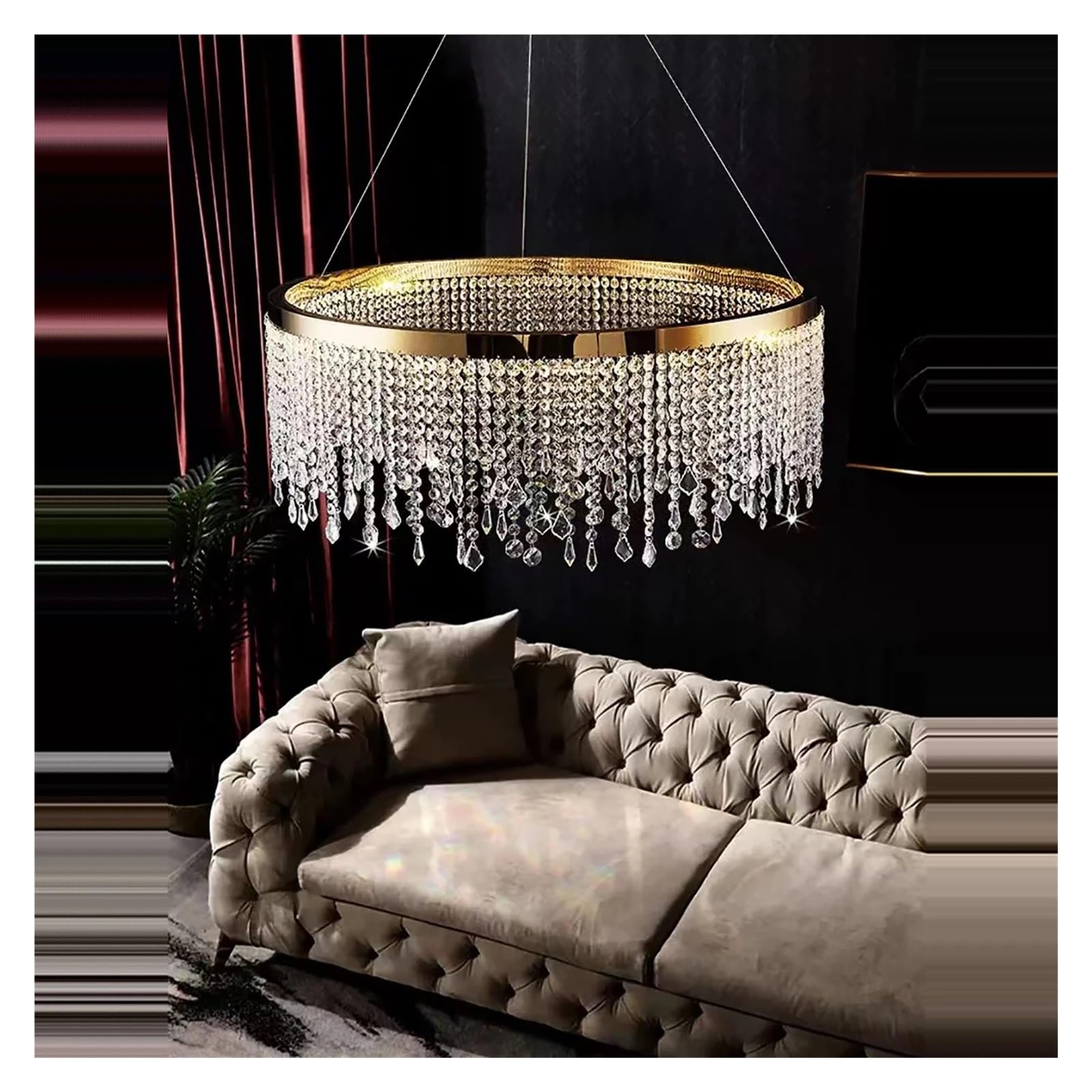 Lustre de plafond de luxe en cristal taillé 40cm pour grand salon