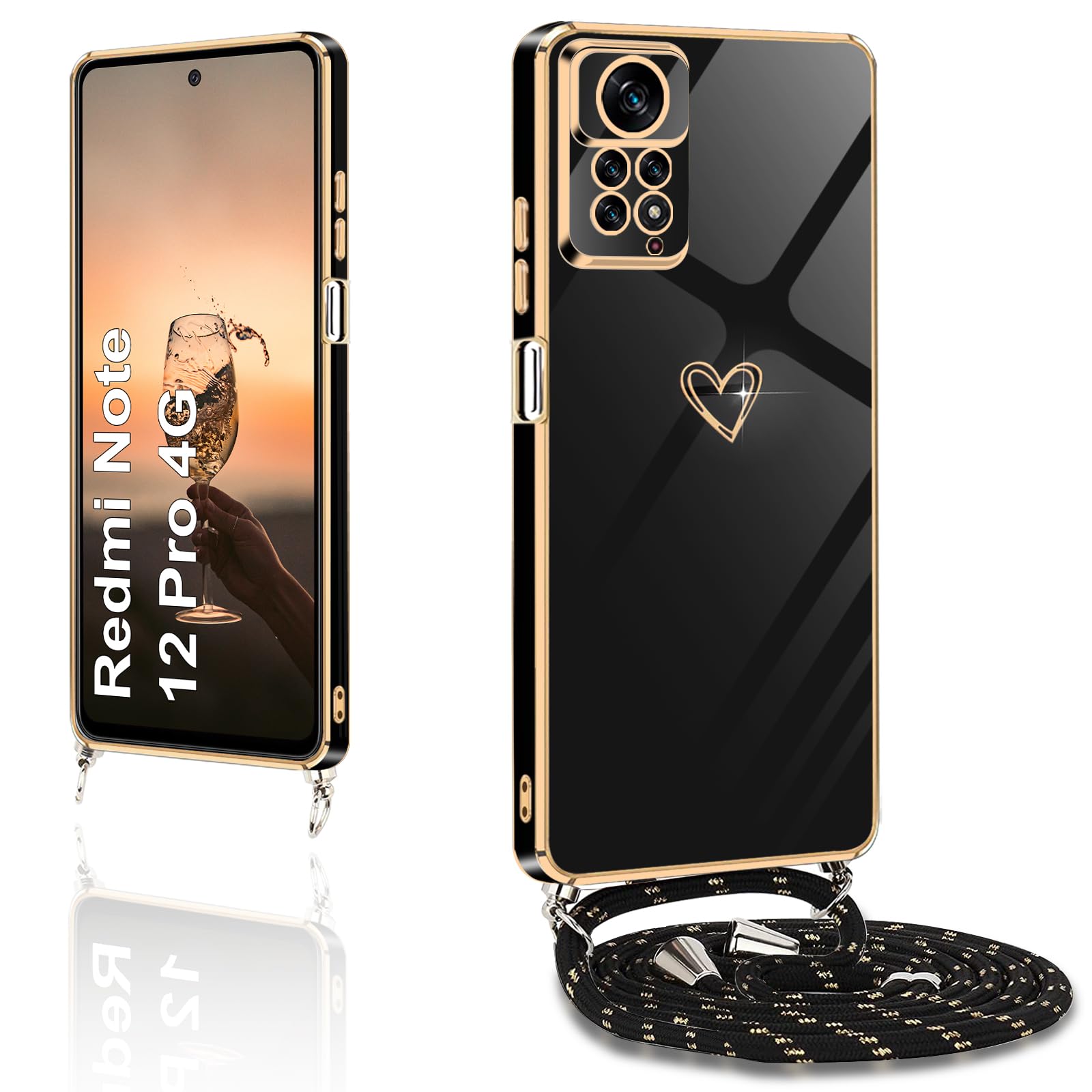 Cover per Xiaomi Redmi Note 12 Pro 4G con Cordino,Custodia Redmi Note 12 Pro con