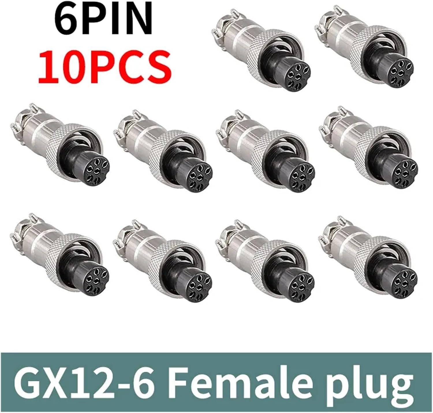10 Pack GX12 4 Pin Female Plug Socket 12mm Connector 2 Pin 3 Pin 5 Pin 6 Pin 7 Pin Quick Connector(6PinFemale plug10PCS)
