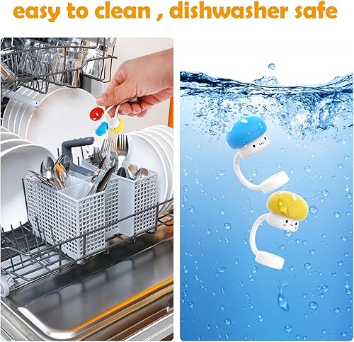 Miniatura 6 de GLAMFIELDS Tapas de popote para vasos Stanley Cup de 30-40 onzas, adornos de popote para vasos Stanley de 0.394 in, accesorios de silicona a prueba