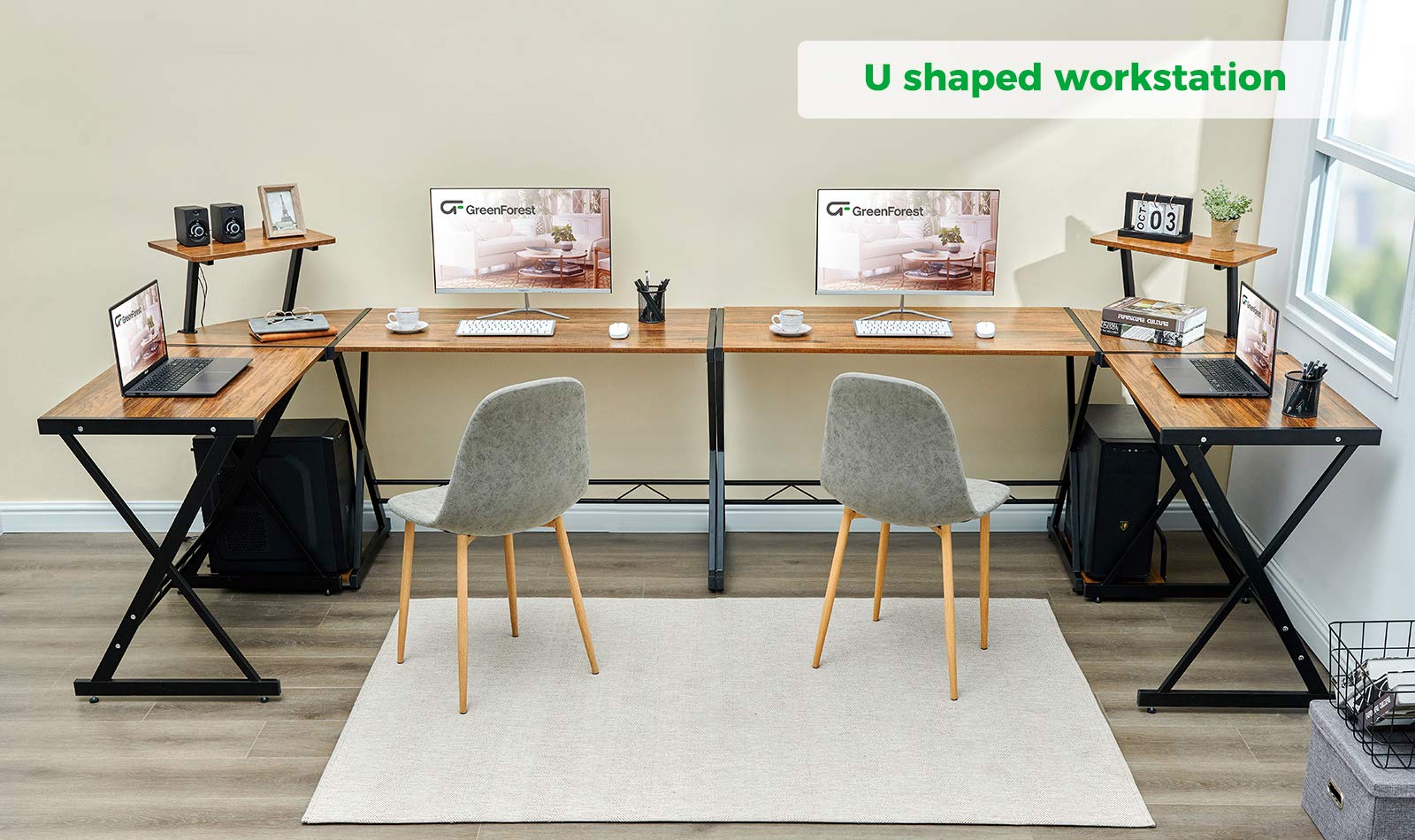 Buy GreenForest L Shaped Desk 58 inch, Reversible Corner Computer