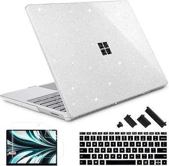 Case for 15" Microsoft Surface Laptop 5/4/3 with Metal Palm Rest ONLY Model 1979/1953/1873/1872 2022-2019, Plastic Hard Shell Case with Keyboard Cover & Screen Protector, Sparkly Clear