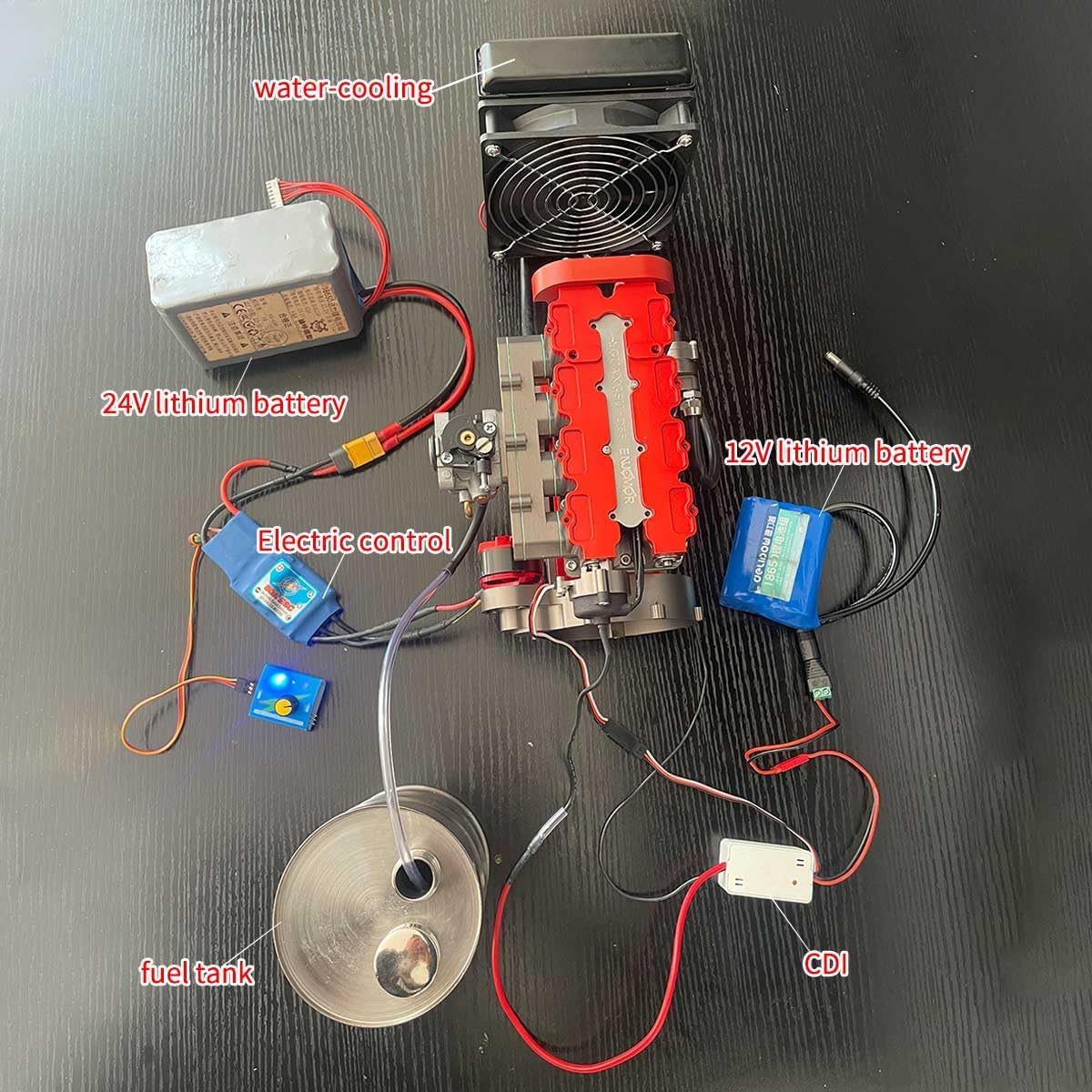 Mini Metal Engine Model Kit That Runs, GS-L4 Engine Water-Cooled 4-Stroke DOHC Inline Four-Cylinder Engine Model Kit, Physics Science Engine for Adults (Finished Version)