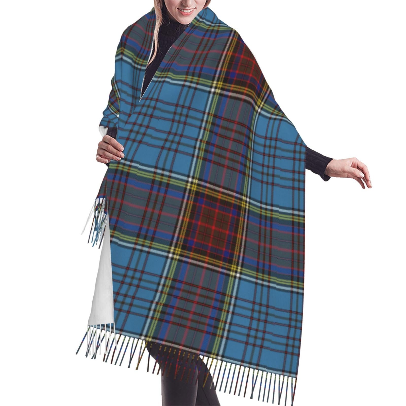 Gratka Unisex As Picture Scarf,Anderson Tartan, Fringed Scarf Large Warm Soft Cashmere Feel Shawls Wraps 196X68 Cm