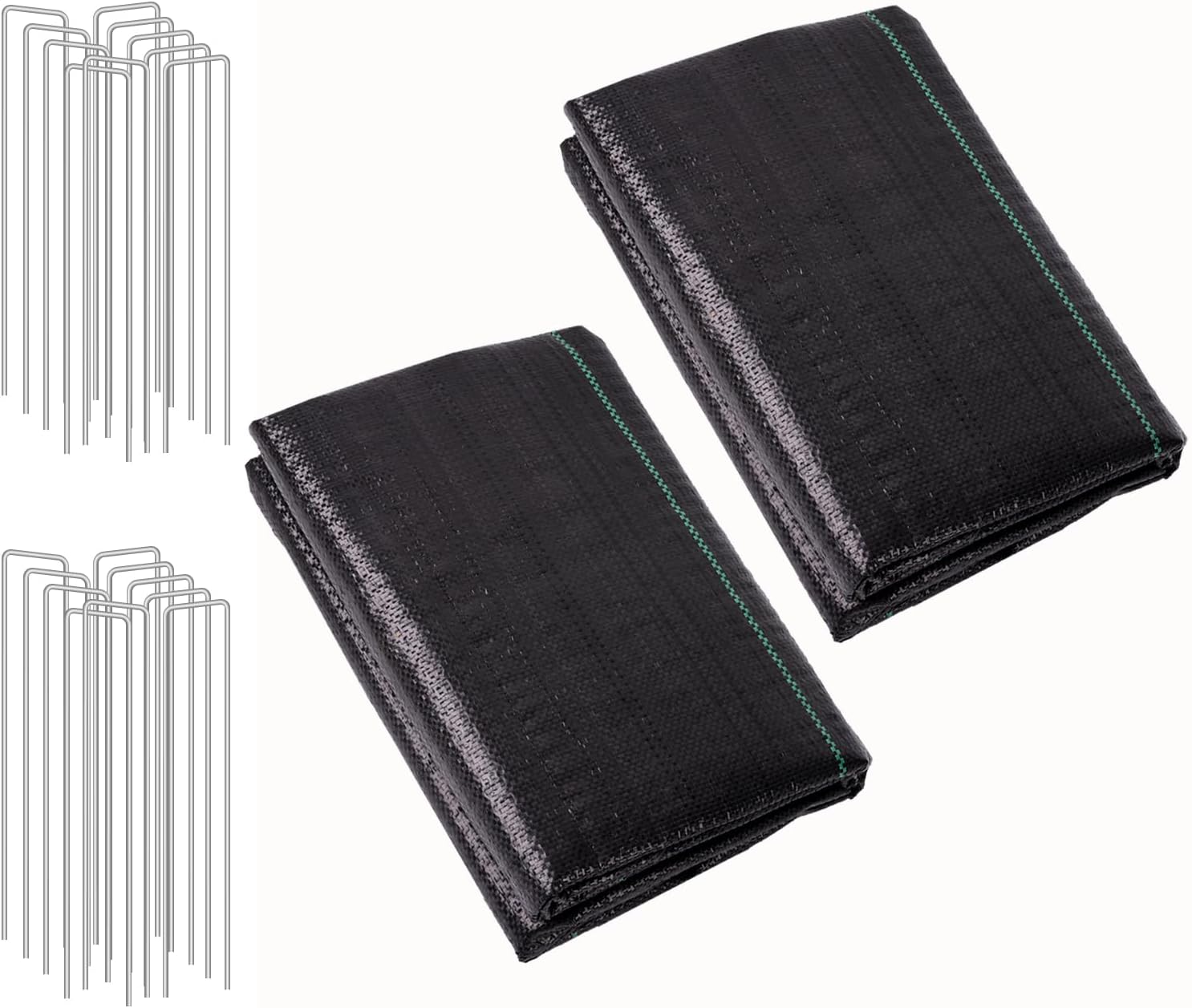 LIUJIAYI 2.4oz-2 Pack 3FTx50FT + 20 Pegs Weed Barrier Landscape Fabric - Durable Weed Block Ground Cover Mat, Woven Geotextile for Underlayment, Commercial Driveway Stabilization, Weed Control Cloth 2.4oz-2 Pack 3x50FT+ 20 UPegs