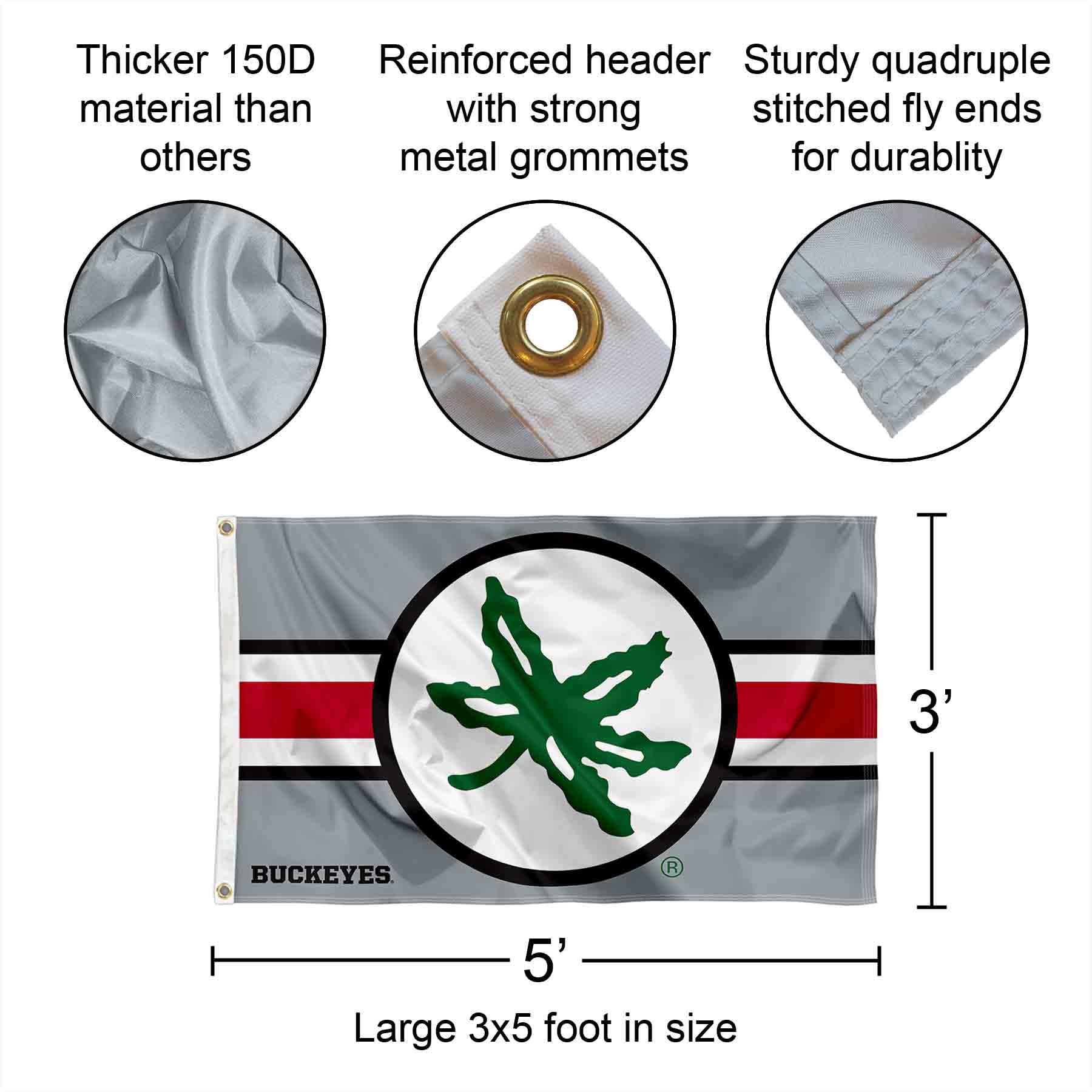 Wincraft Bandiera Deluxe Ohio State University, 91x152 Cm, Asciugamano/Stendardo Universitario Ufficiale NCAA - 5