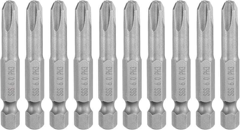 Kit com 10 Bits de Chave Phillips PH3 (#3) HARFINGTON, Haste Sextavada de 6,35 mm, 50 mm
