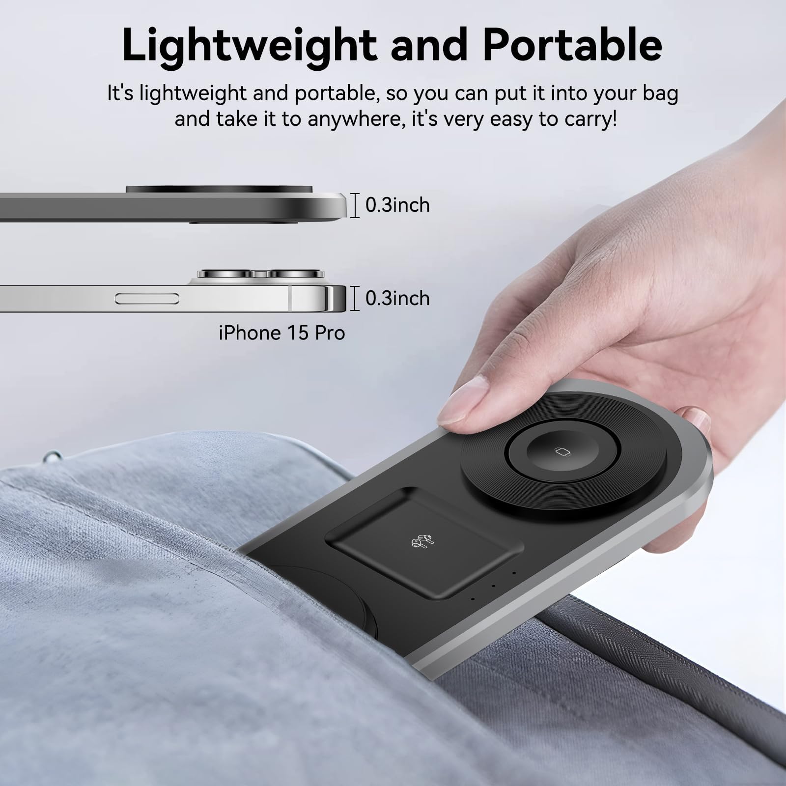 3 in 1 Faltbare Ladestation für Apple Geräte, Fast Wireless Charger Stand für Magsafe für iPhone 16 15 14 13 12 Pro Max Plus, Apple Watch Series & AirPods pro/2/3/4, Geschenke für Frauen Männer