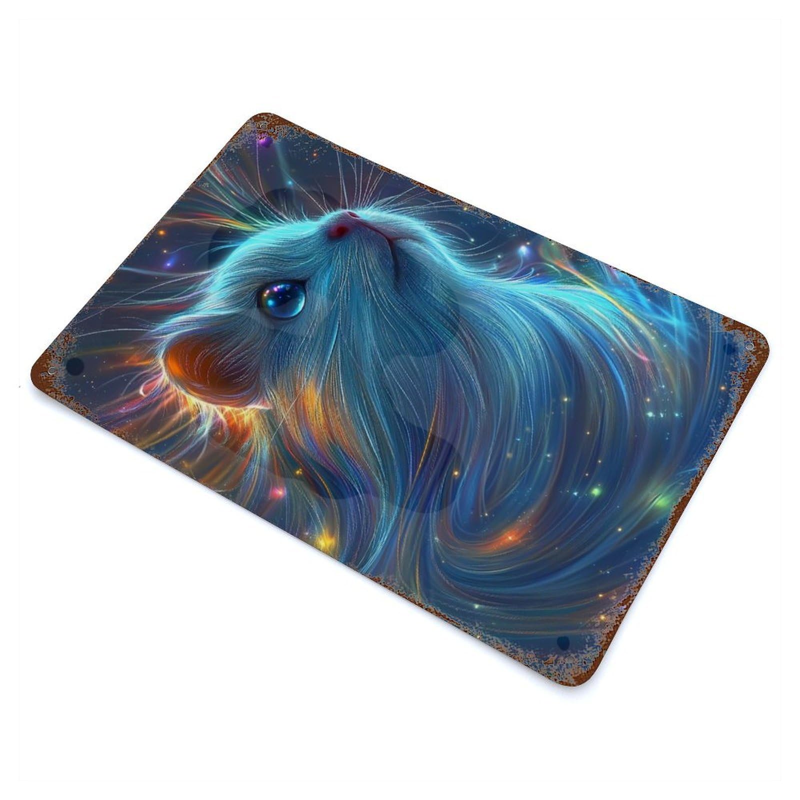 Rust Effect Celestial Guinea Pig Portrait Vintage Rust Metal Sign 11.8"x7.9", Vintage Wall Decor for Garage, Bar And Workshop Decor