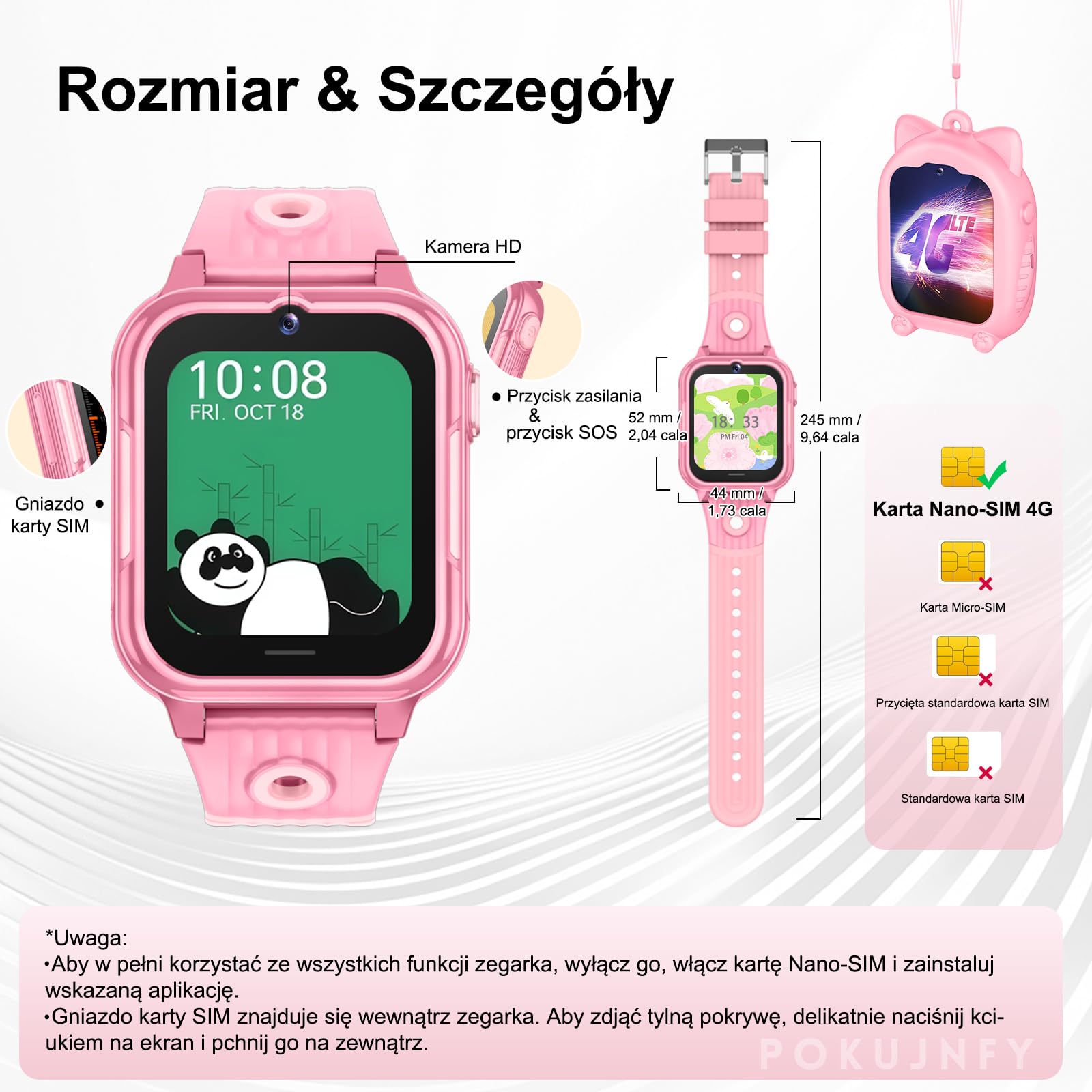4G smartwatch dla dzieci z GPS wideorozmów SOS WhatsApp grami aparat krokomierzem trybem szkolnym budzikiem wodoodporny cyfrowy zegarek na prezent dla dziewczynek chłopców w wieku