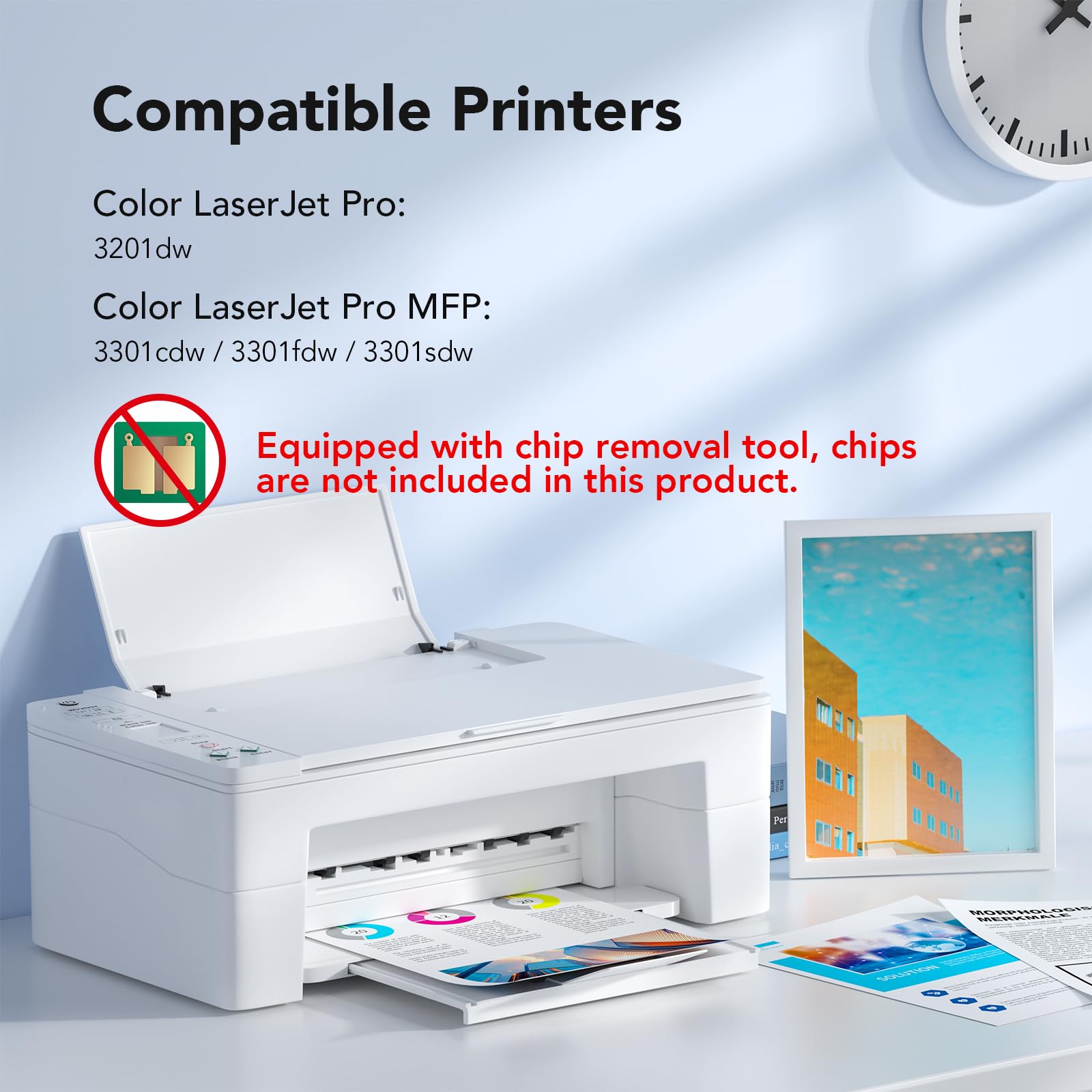 colorfly 219A 219X Toner 4-Pack Compatibile per HP 219A 219X per Color Laserjet Pro MFP 3302FDW 3302SDW 3302FDN 3302FDNG 3302FDWG 3302SDWG 3202DN 3202DW W2190A Nero Ciano Magenta Giallo