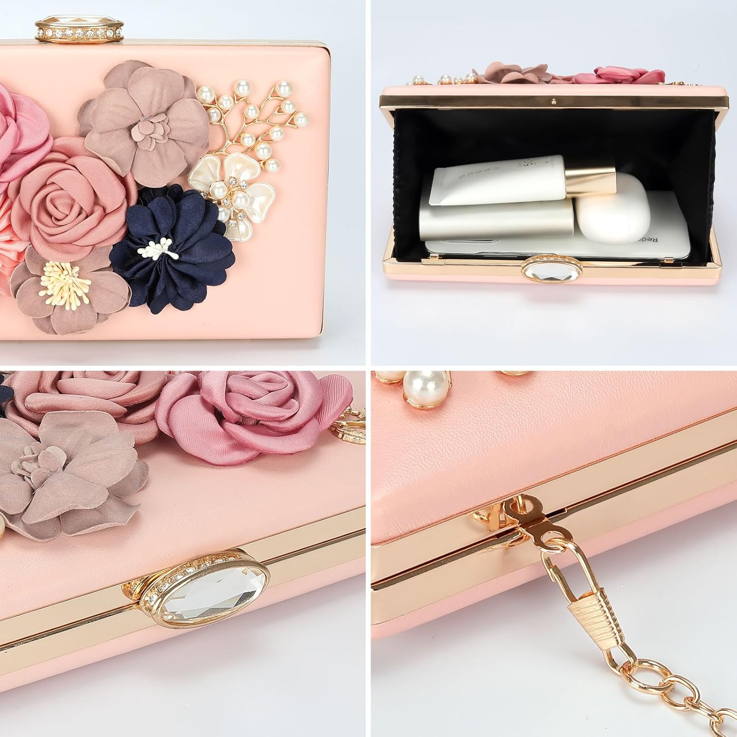 Clutch Purses for Women, Evening Clutch Clutch Purses for Women Formal, Banquet Bag with Floral Decoration, Gatherings