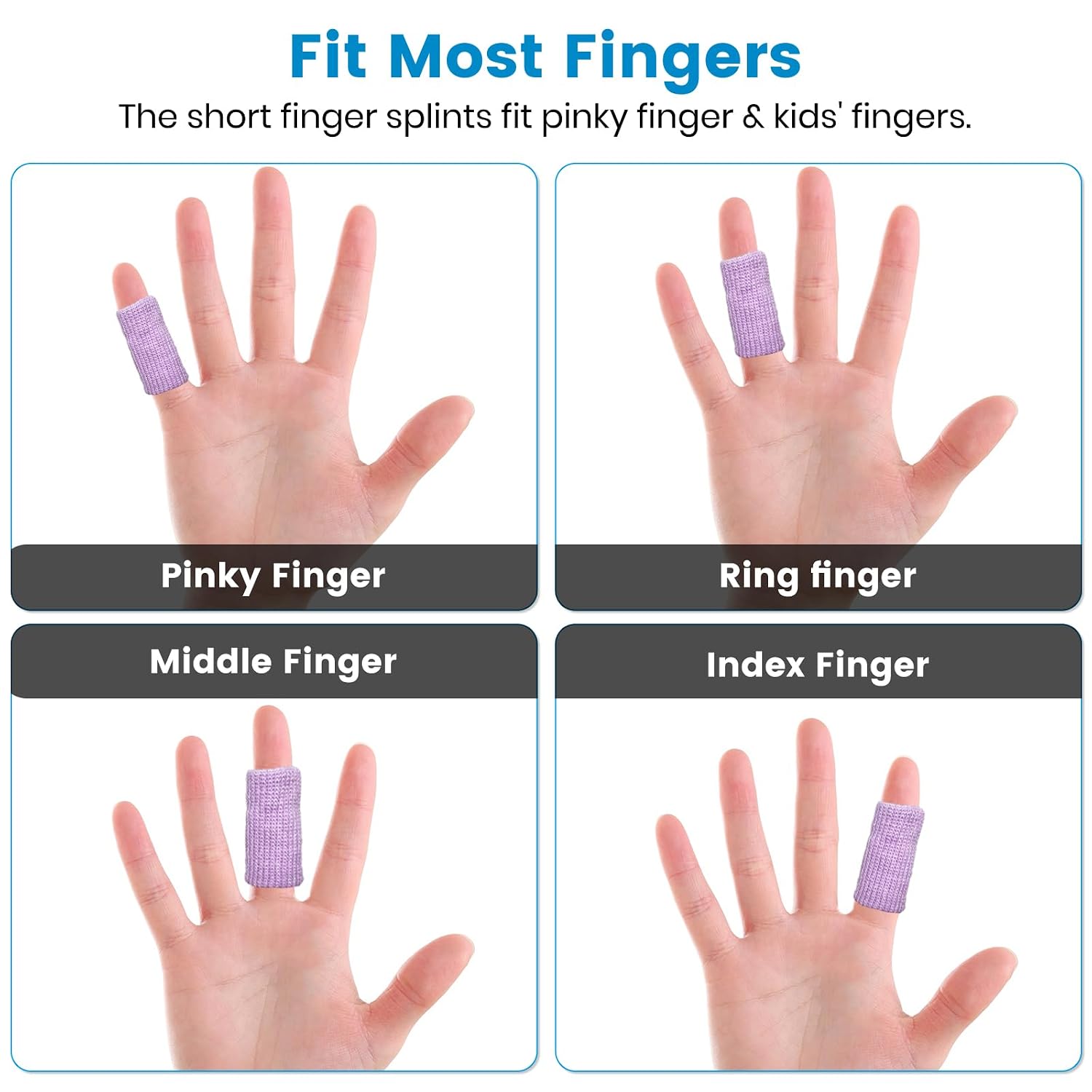 Finger Compression Sleeves Support, Finger Protectors Cots for Arthritis Swelling Basketball Sport, Breathable Elastic (10, Light Purple, One Size)