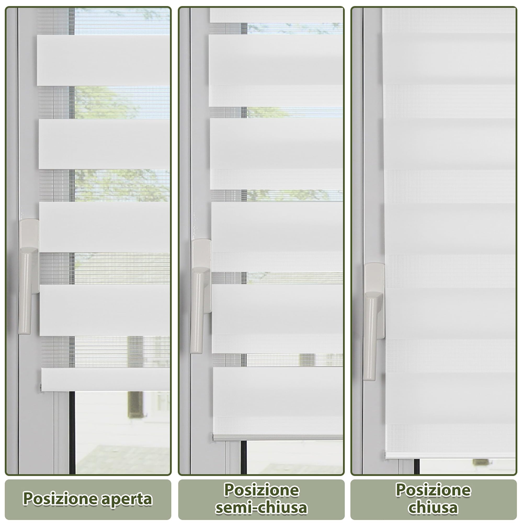 HOMEDEMO Tenda a rullo per interni Doppio Strato Senza Foratura, 50L x 230A cm, Bianco, Oscurante Giorno e Notte