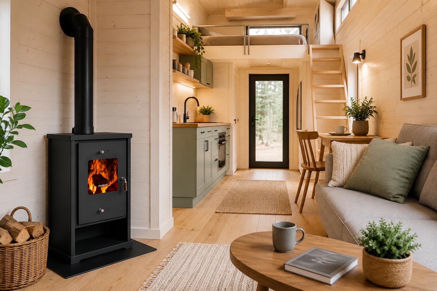 Prometey EEK A+ 96175 - Stufa a legna da 10,2 kW, colore: antracite, altezza 79 cm, larghezza 50 cm, profondità 42 cm, 64 kg