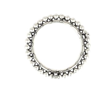 Shyle 925 Sterling Silver Bangle/Bracelet, Tattva Versatile Ball Kada, Well Stamped with 925,Traditional Silver Kada, Hand... Price In India