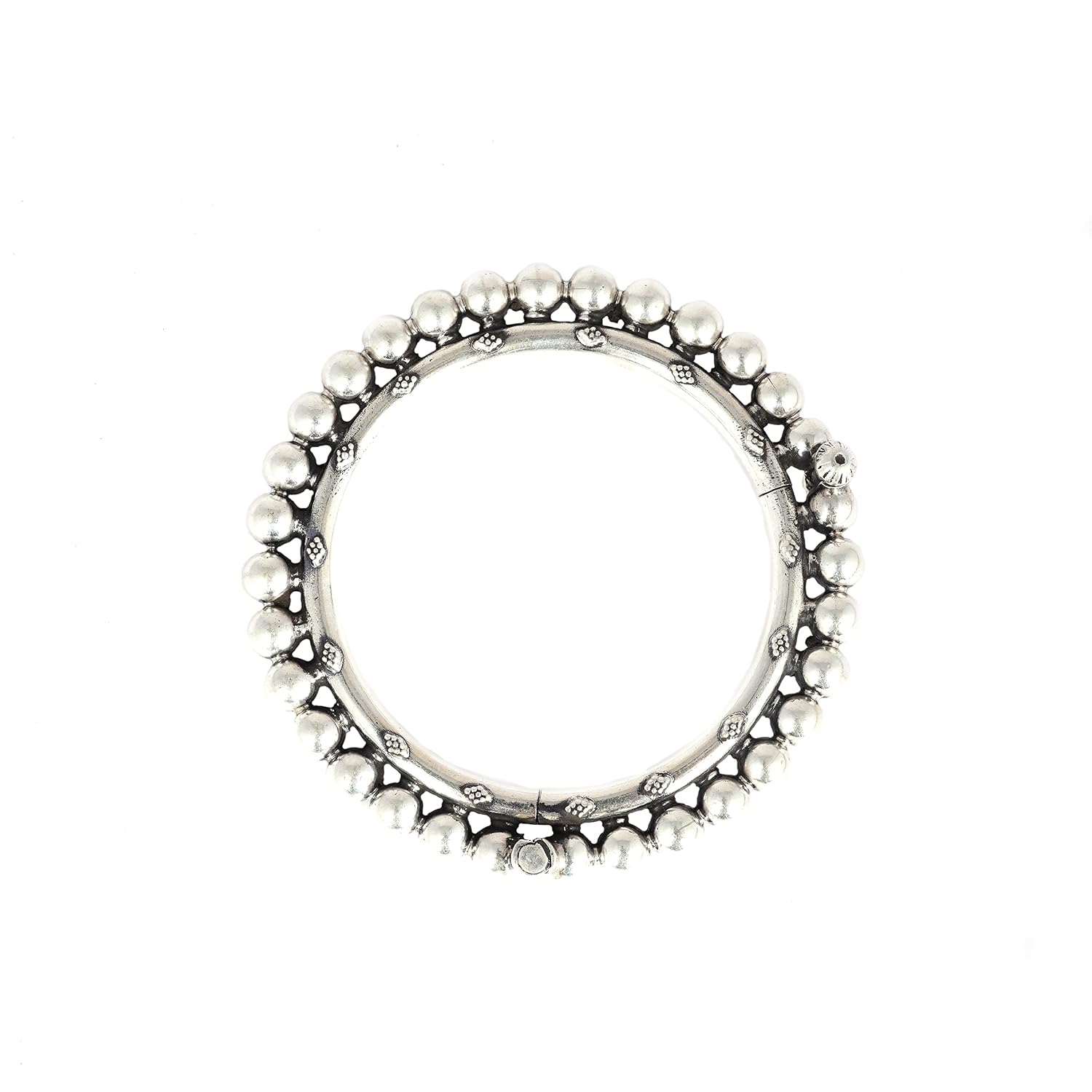 Shyle 925 Sterling Silver Bangle/Bracelet, Tattva Versatile Ball Kada, Well Stamped with 925,Traditional Silver Kada, Hand...