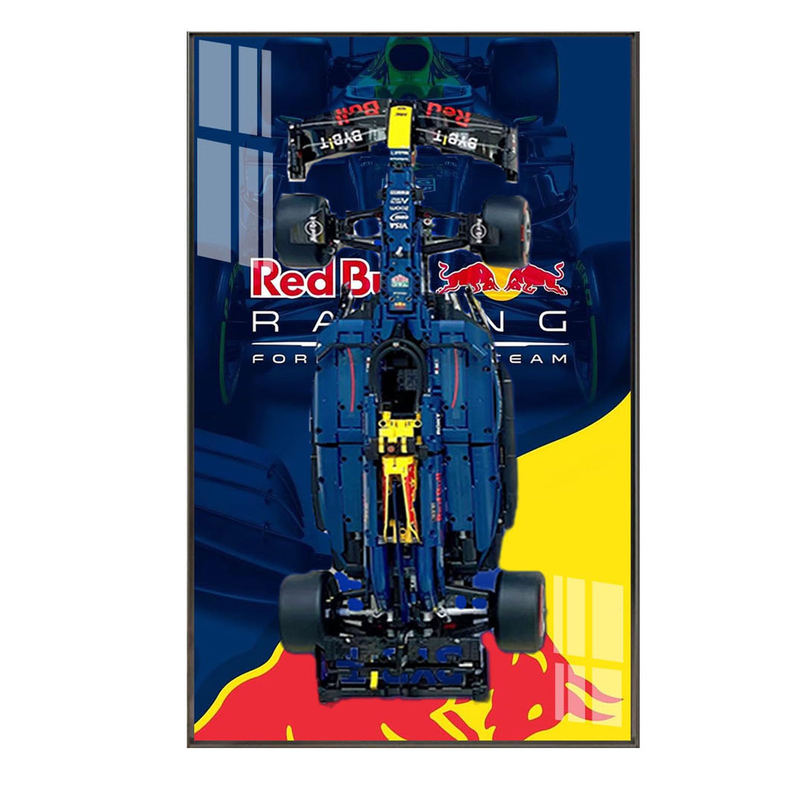 Display Wall Board for Lego Tech*NIC Oracle Red Bull Racing RB20 F1 Car, 80X50 cm Display Board for Lego 42206 Car Wall Mount (Without Model) (B)