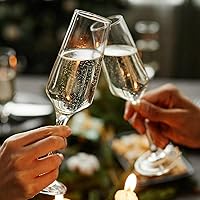 Vista 6 de PARACITY Copas de champán, juego de 2 copas de champán, elegantes copas de champán de vidrio de 8.5 onzas, regalo para cumpleaños, boda, Navidad