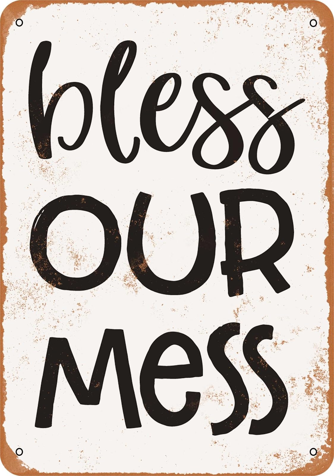 Miaomansenstore Metal Sign - Bless Our Mess - Vintage Look Home Decor