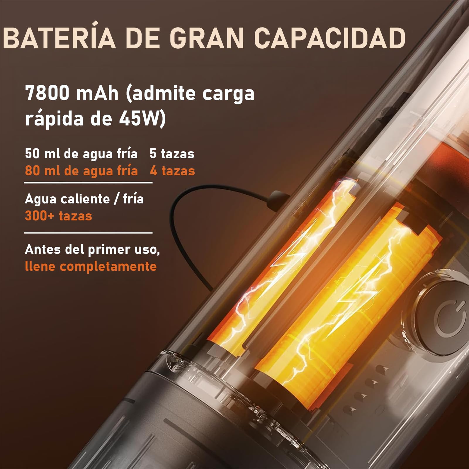 Cafetera Portátil 3 en 1, Presión para un Auténtico Espresso con Crema Espesa, Compatible con Cápsulas Nespresso y Café Molido, Autocalefactable para Viajes, Camping, Oficina y Hogar