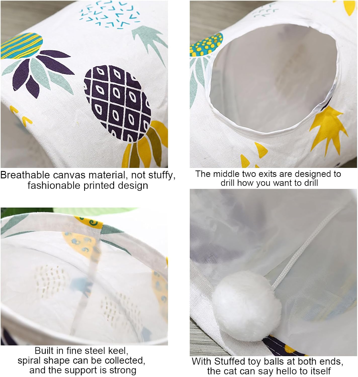 Tunnel Tube 2 Holes Tunnels Toy for Indoor Cats Tunnels Spring Hide-and-Seek Game