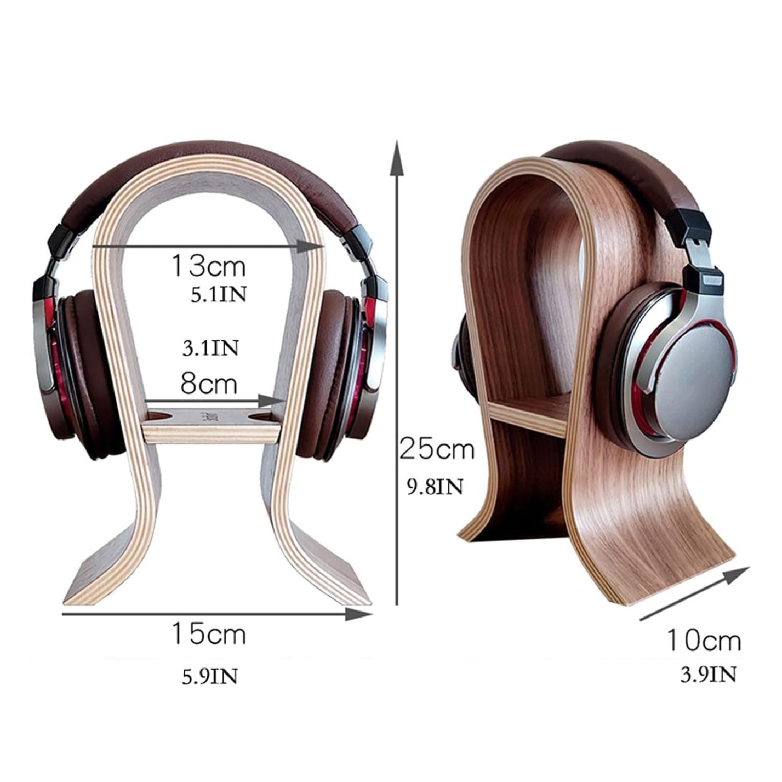 Soporte de Madera para Auriculares/Soporte para Auriculares, Acabado de Nogal, Pantalla para Auriculares para Juegos, Estante Creativo para Auriculares, Colgador para Auriculares
