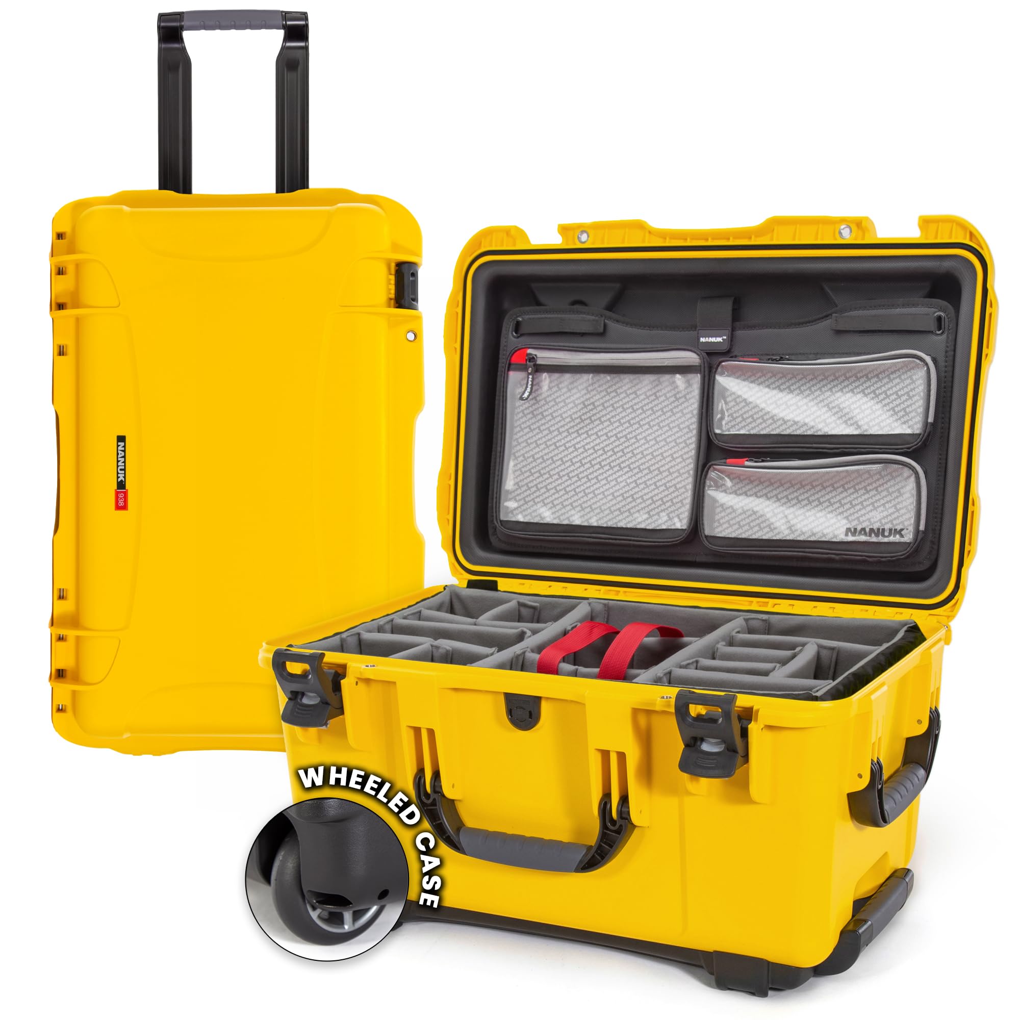 NANUK 950 Pro Photo Kit – Waterproof Travel Camera Hard Case with Padded Dividers and Wheels, 22.8” x 18.3” x 11.7”, Dustproof and Impact-Resistant, Ideal for Heavy Loads – Yellow