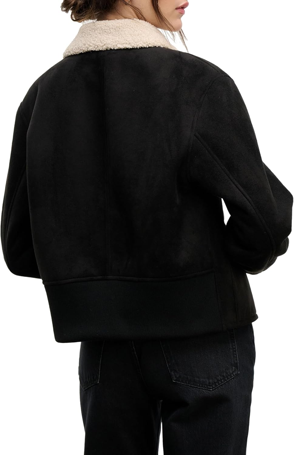 Velvet by Graham & Spencer Women's Juno Lux Sherpa Jacket, Blk/Crm, Medium - Image 2