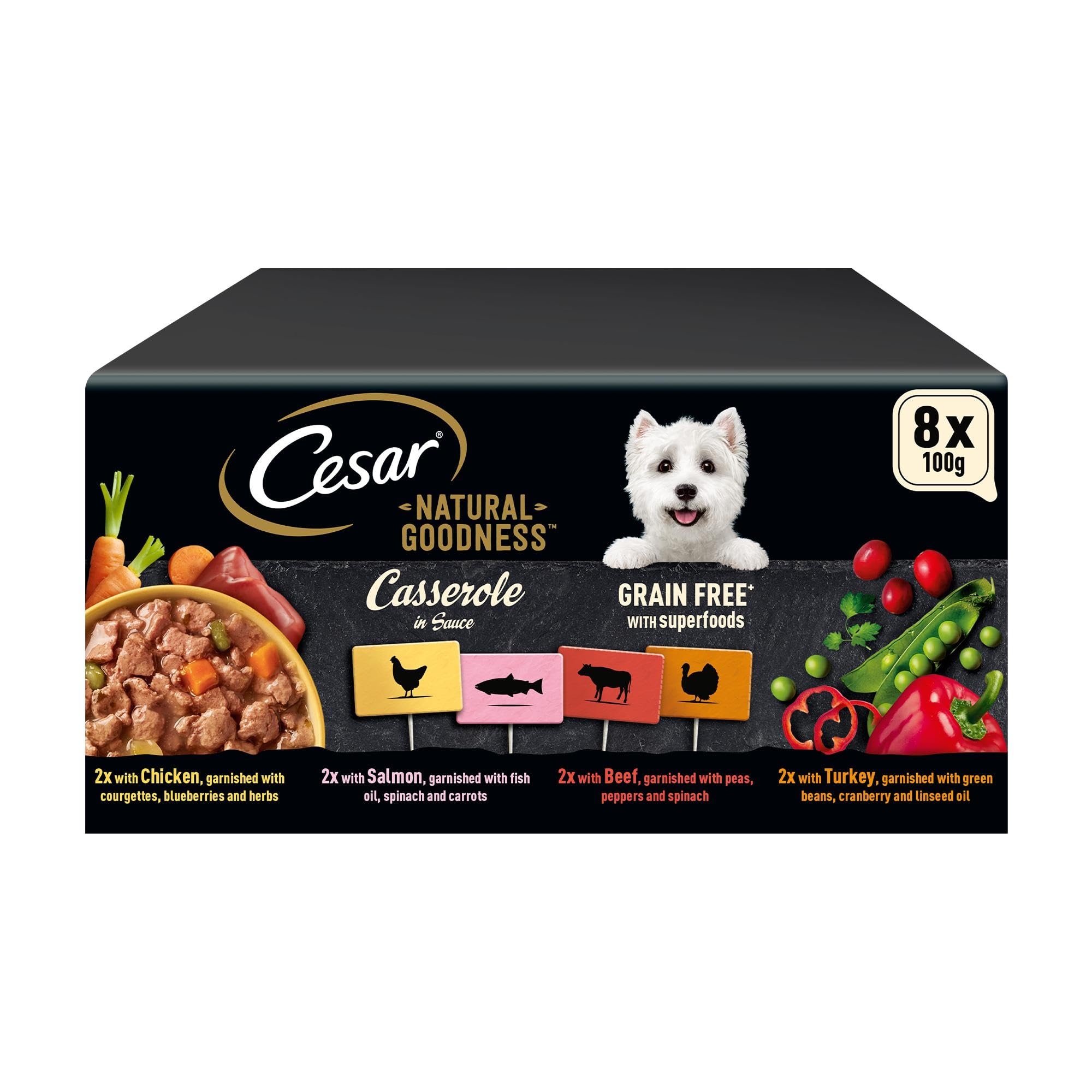 Cesar Natural Goodness Casserole Mixed Selection- Wet Dog Food - for Adult Dogs - in Gravy - 24 x 100 g