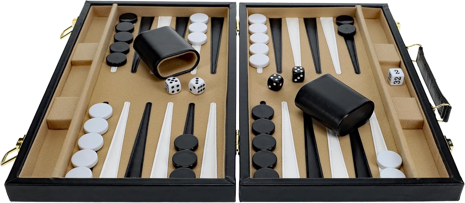 Black Leatherette Backgammon