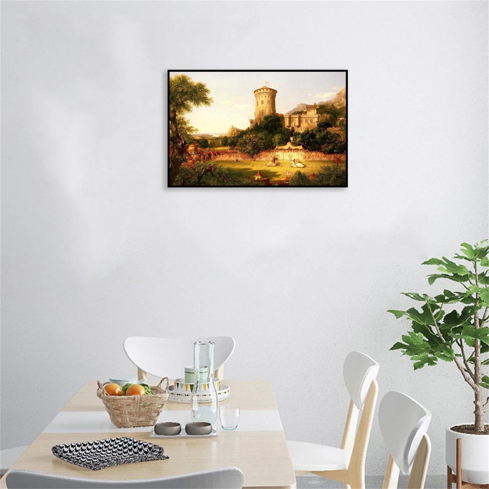 『狩人の帰宅』Tomas Cole作 ★激レア！木製フレーム付！約64×44cm Amazon.com: Black Framed Thomas Cole Poster,The Past,Canvas Large