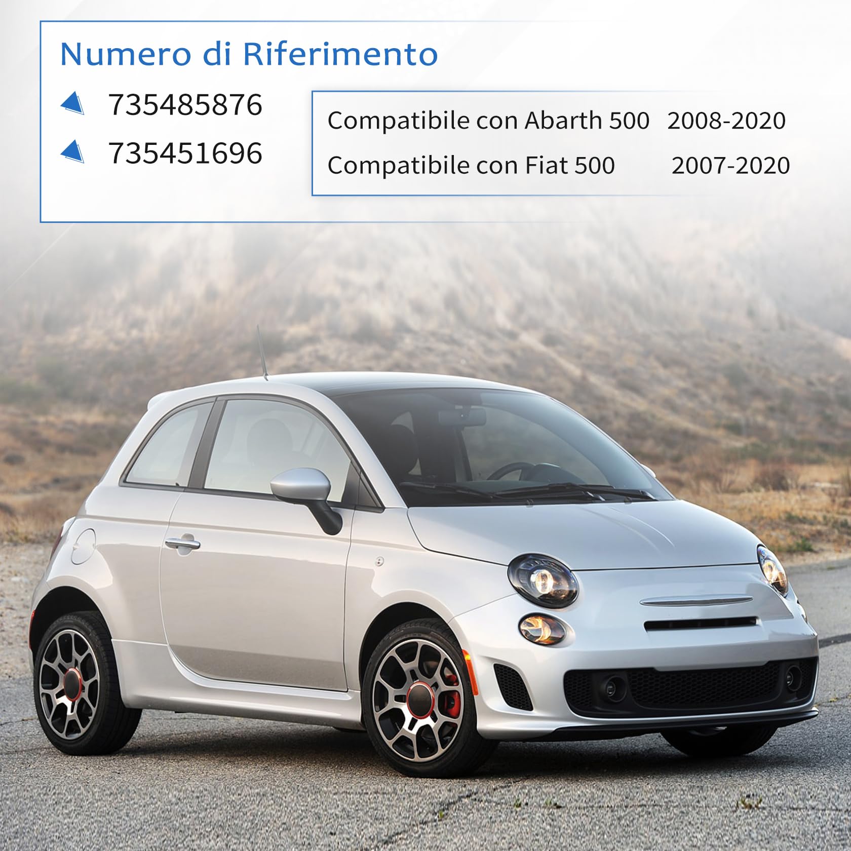 Maniglia Porta Esterna Auto, Maniglia Lato Passeggero Compatibile con F-iat 500, Battitacco Compatibile con A-barth 500, Maniglia Porta Destra 735485876 735451696