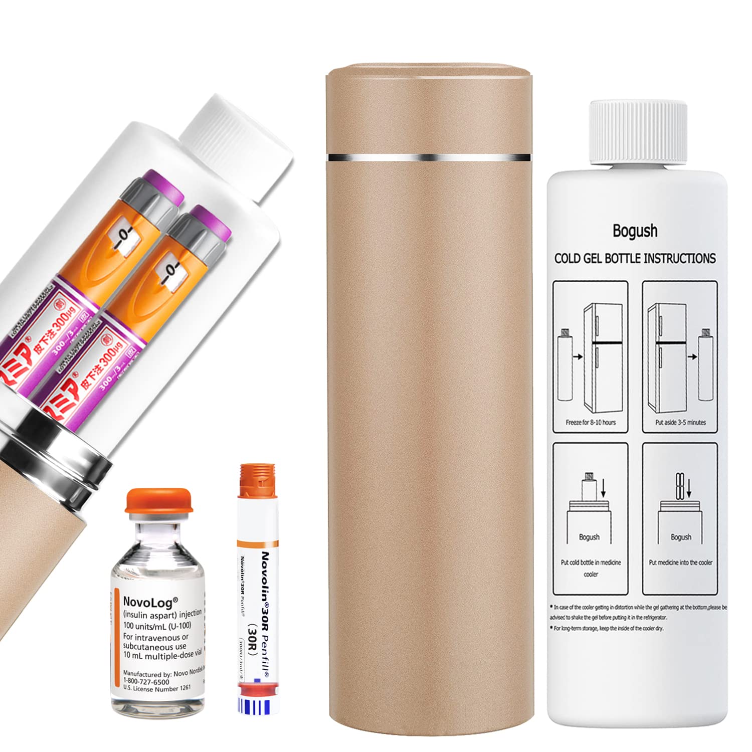 60H Insulin Cooler Travel case Medication Cooler for Medicine Travel TSA Approved Diabetic Medical Cooler Diabetes Bag Cooler Champagne Gold