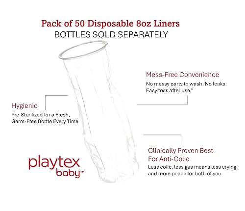 Miniatura 10 de Playtex Baby Biberón anticólico con forros desechables preesterilizados, más cerca de la lactancia, botellas de 8 onzas, 3 unidades